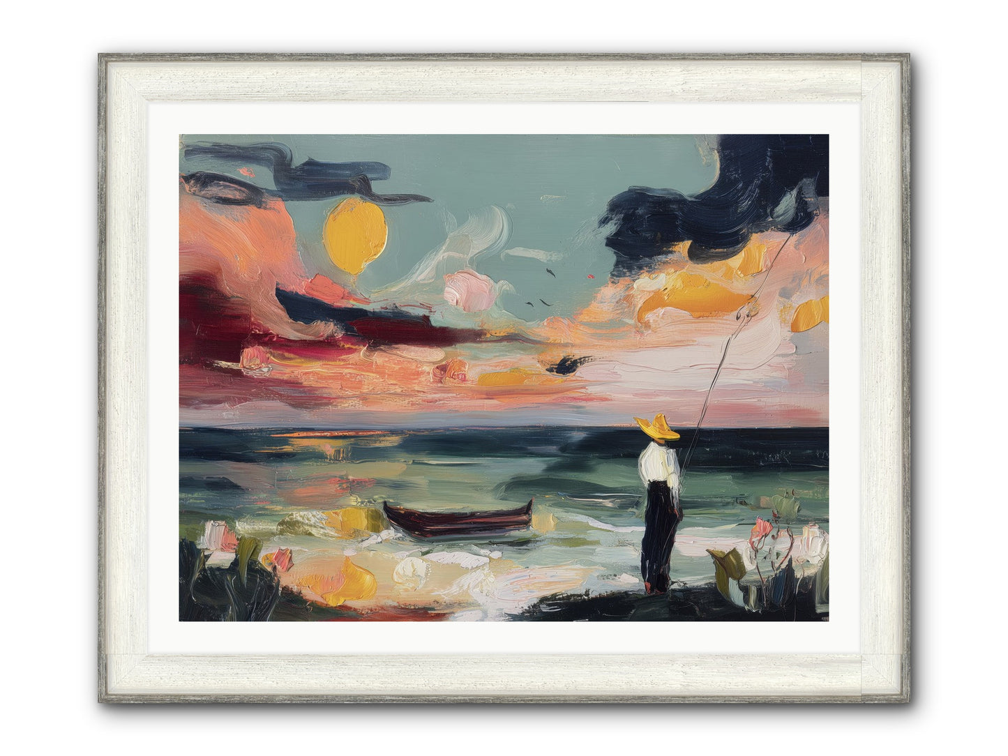 Uncharted Paradise Framed Print - Driftwood White 40x30