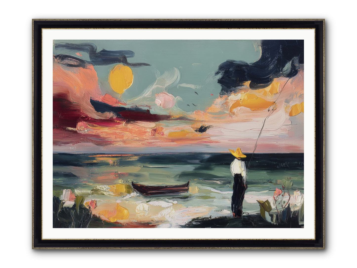 Uncharted Paradise Framed Print - Black & Gold 48x36