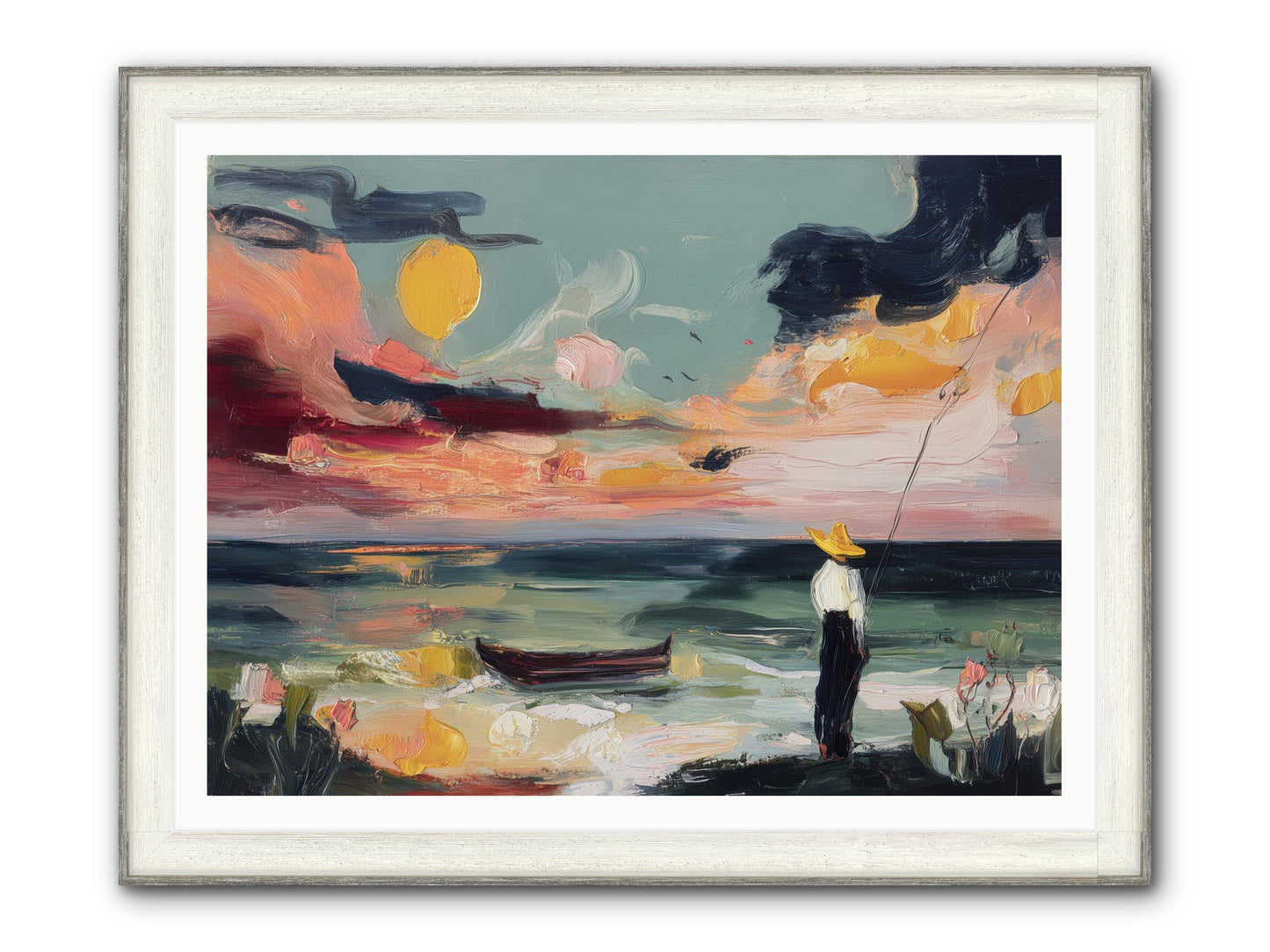 Uncharted Paradise Framed Print - Driftwood White 48x36