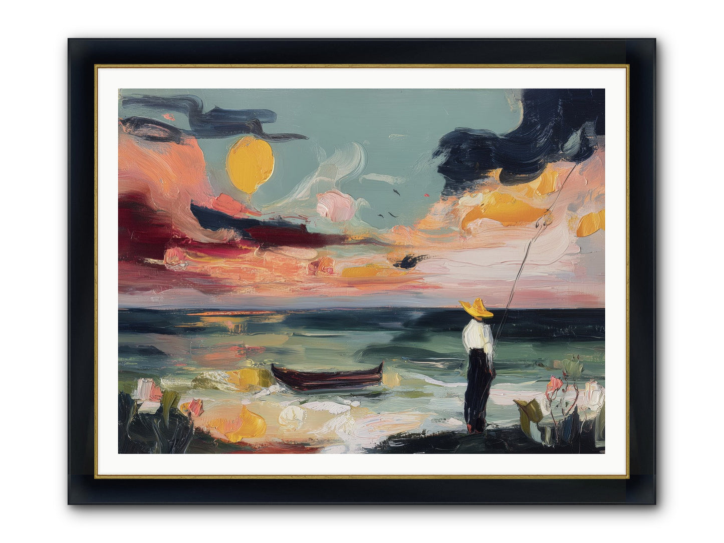 Uncharted Paradise Framed Print - Wide Black w/Gold 48x36
