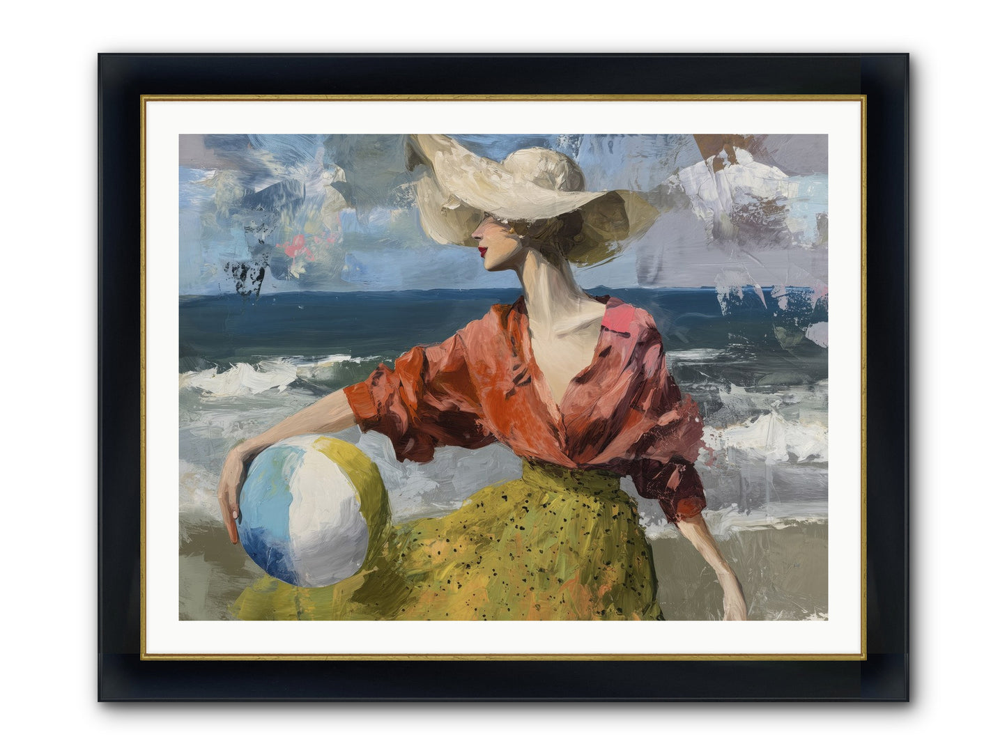 Under Gentle Wind Framed Print - Wide Black w/Gold 40x30