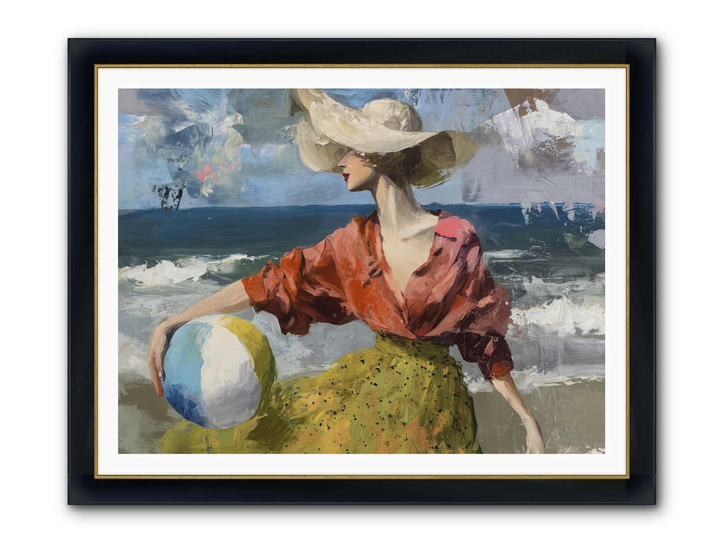 Under Gentle Wind Framed Print - Wide Black w/Gold 48x36