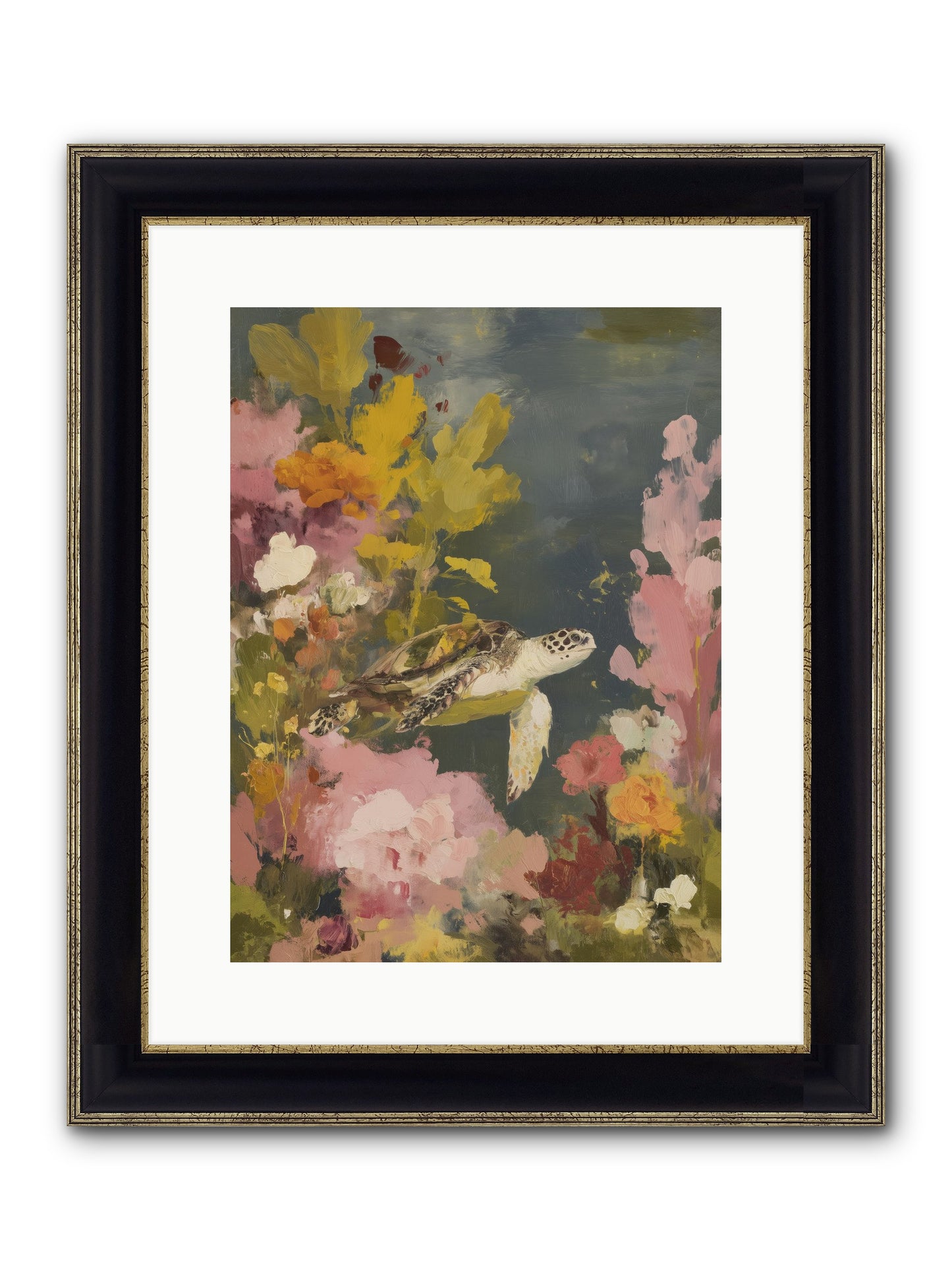 Underwater Eden Framed Print - Black & Gold 12x16