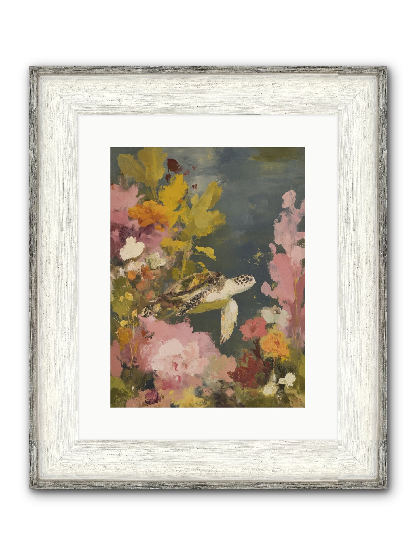 Underwater Eden Framed Print - Driftwood White 12x16
