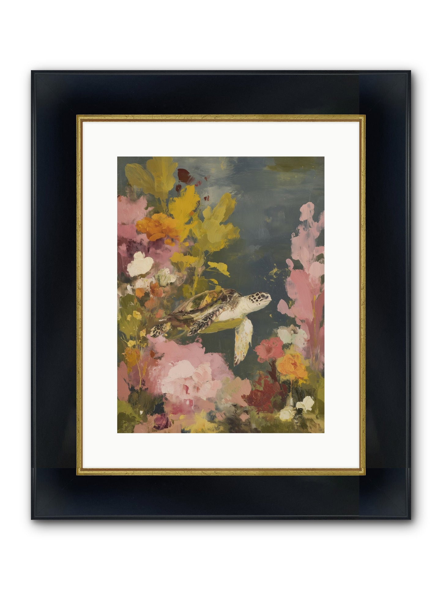 Underwater Eden Framed Print - Wide Black w/Gold 12x16