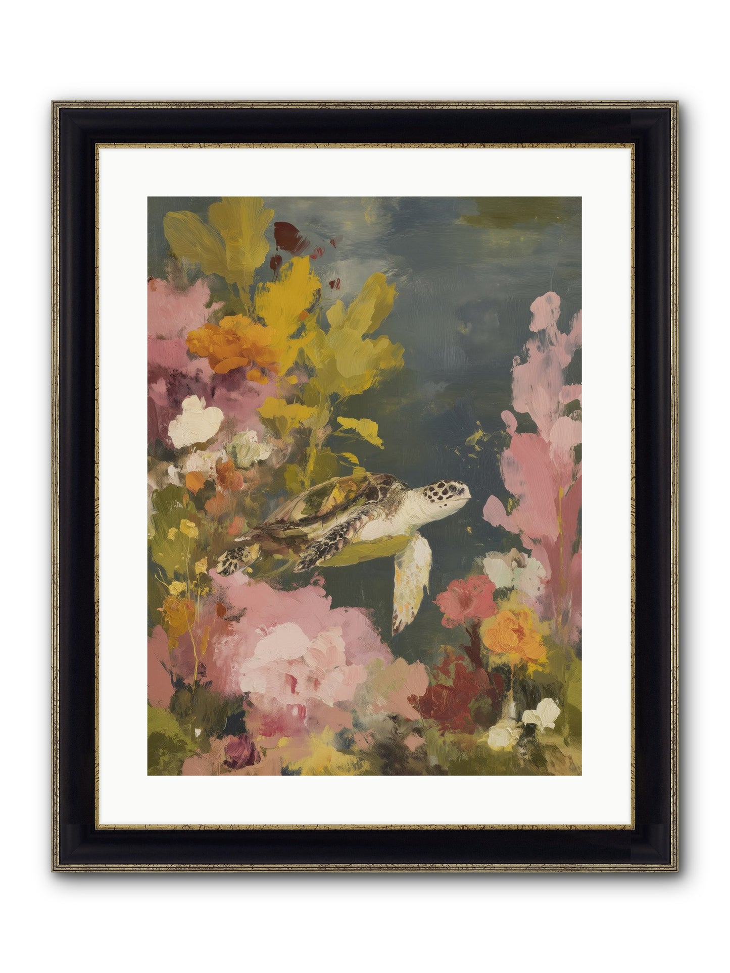 Underwater Eden Framed Print - Black & Gold 18x24