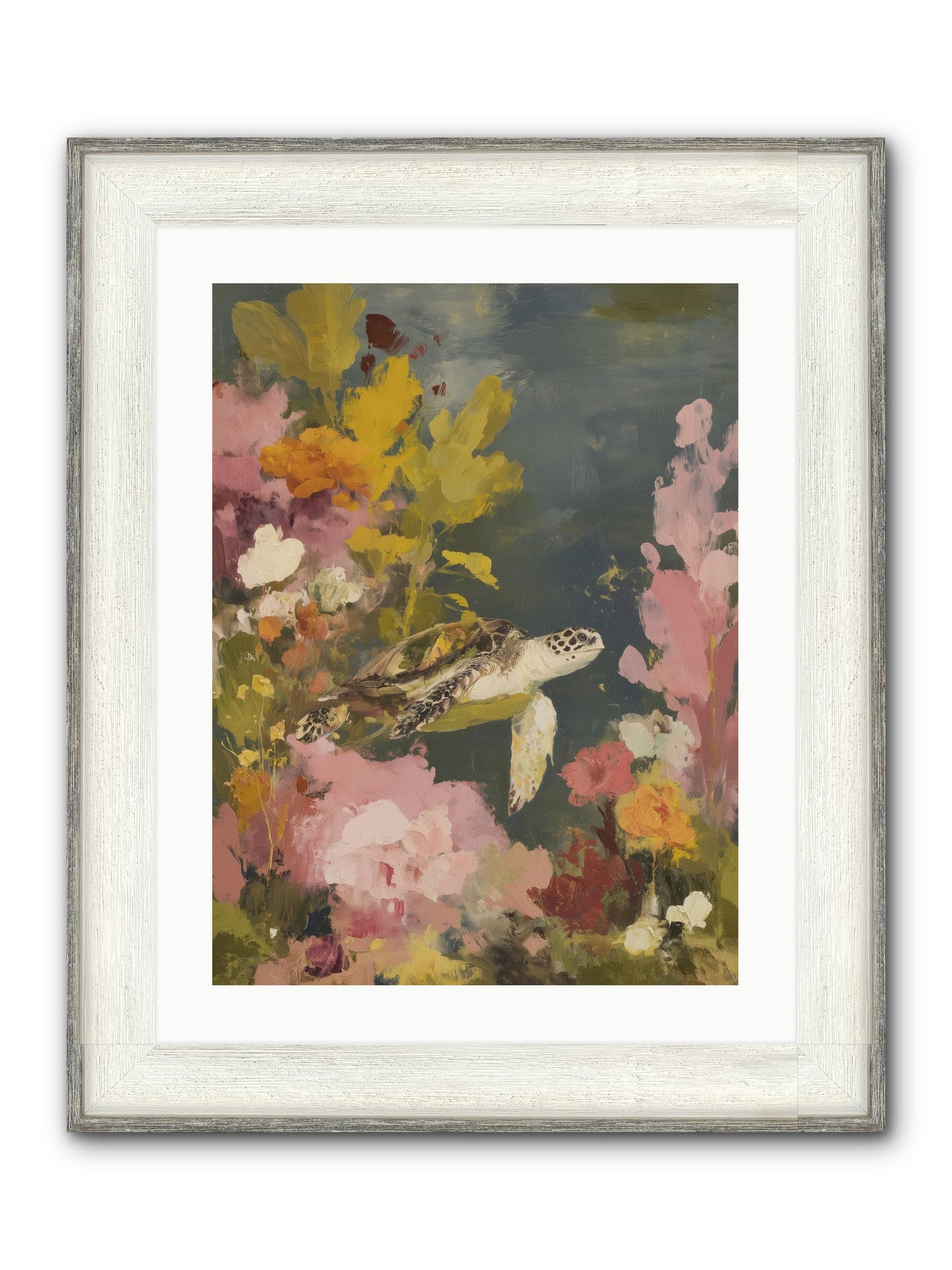 Underwater Eden Framed Print - Driftwood White 18x24