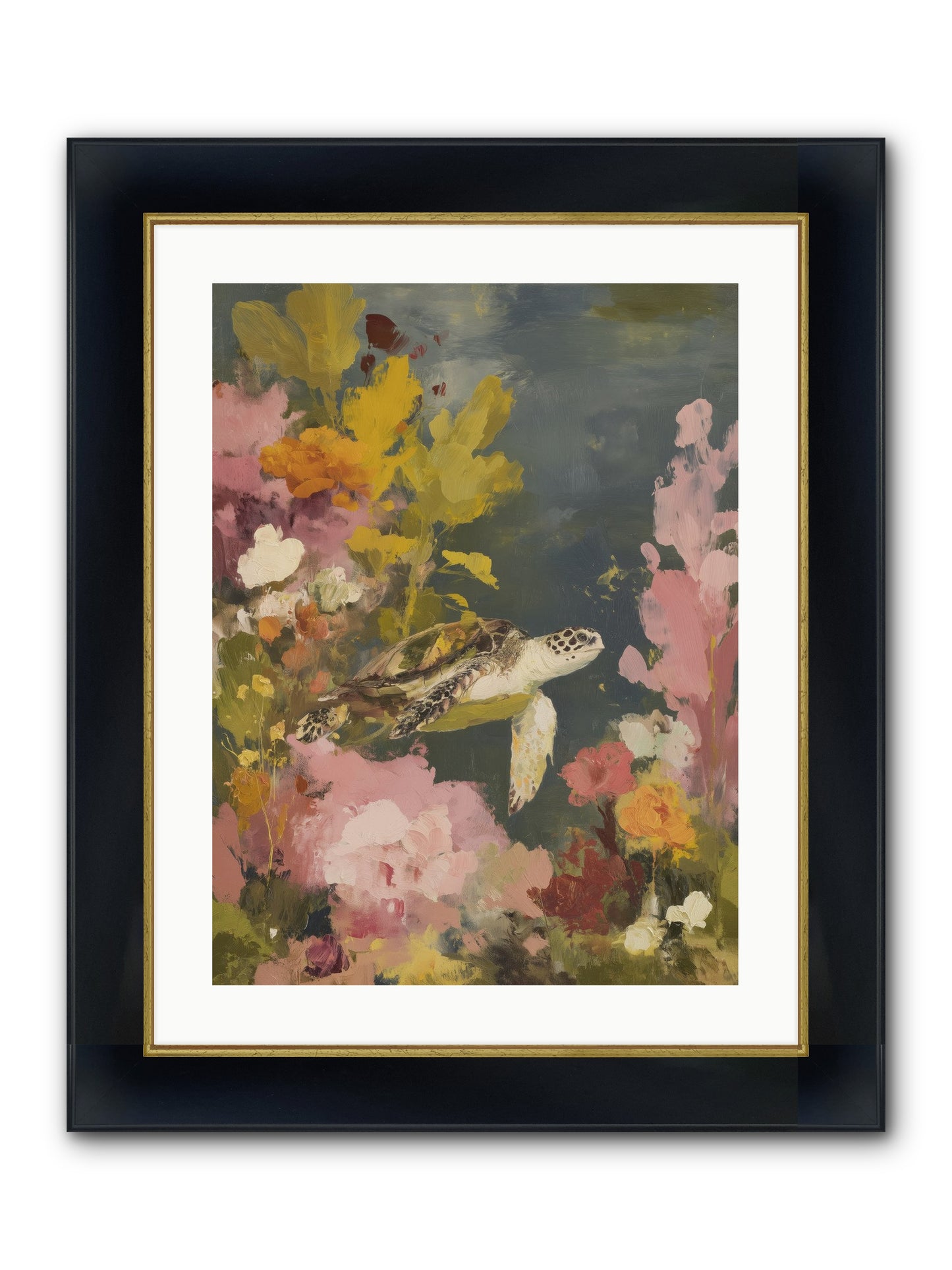 Underwater Eden Framed Print - Wide Black w/Gold 18x24