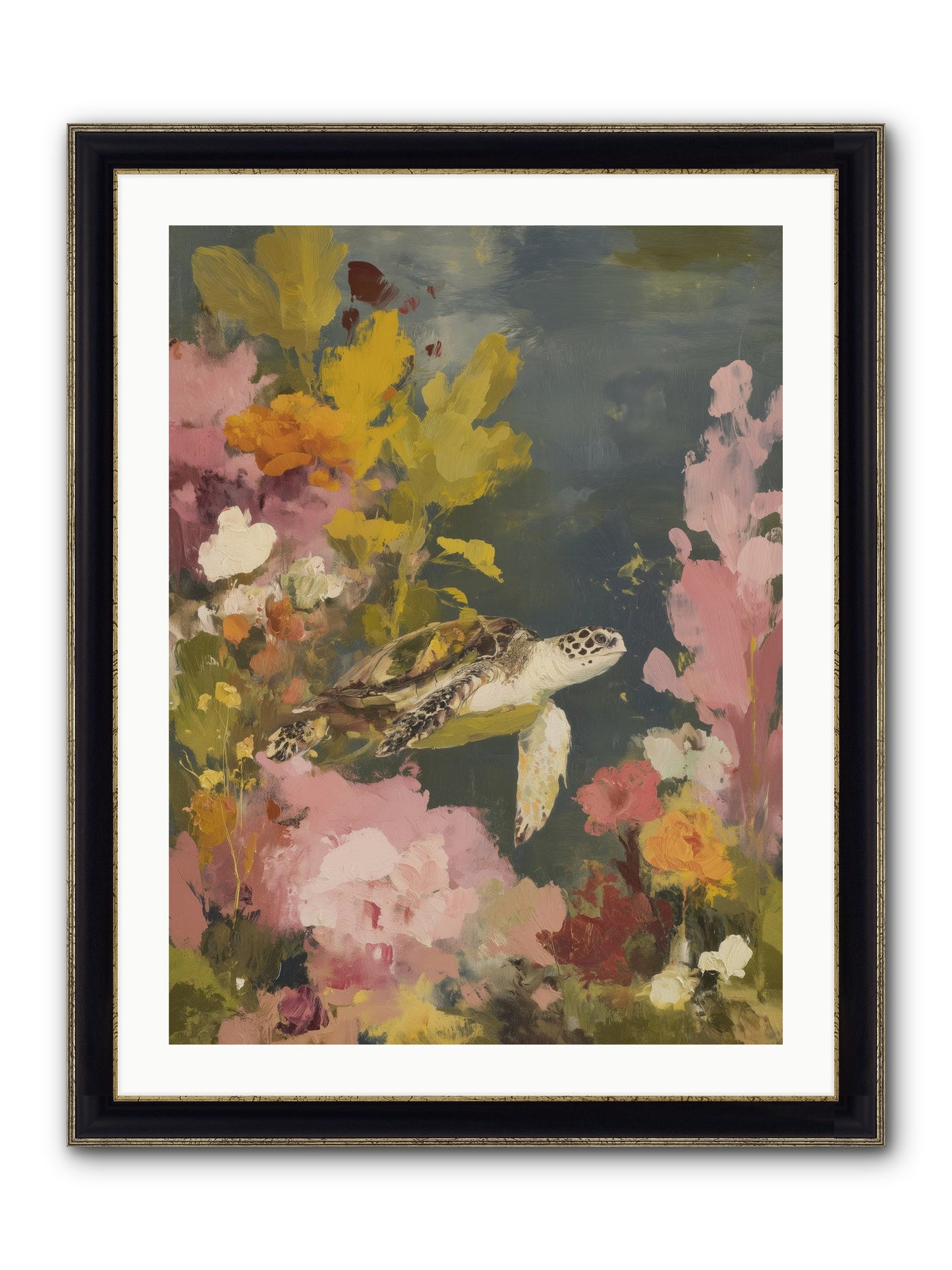 Underwater Eden Framed Print - Black & Gold 24x32