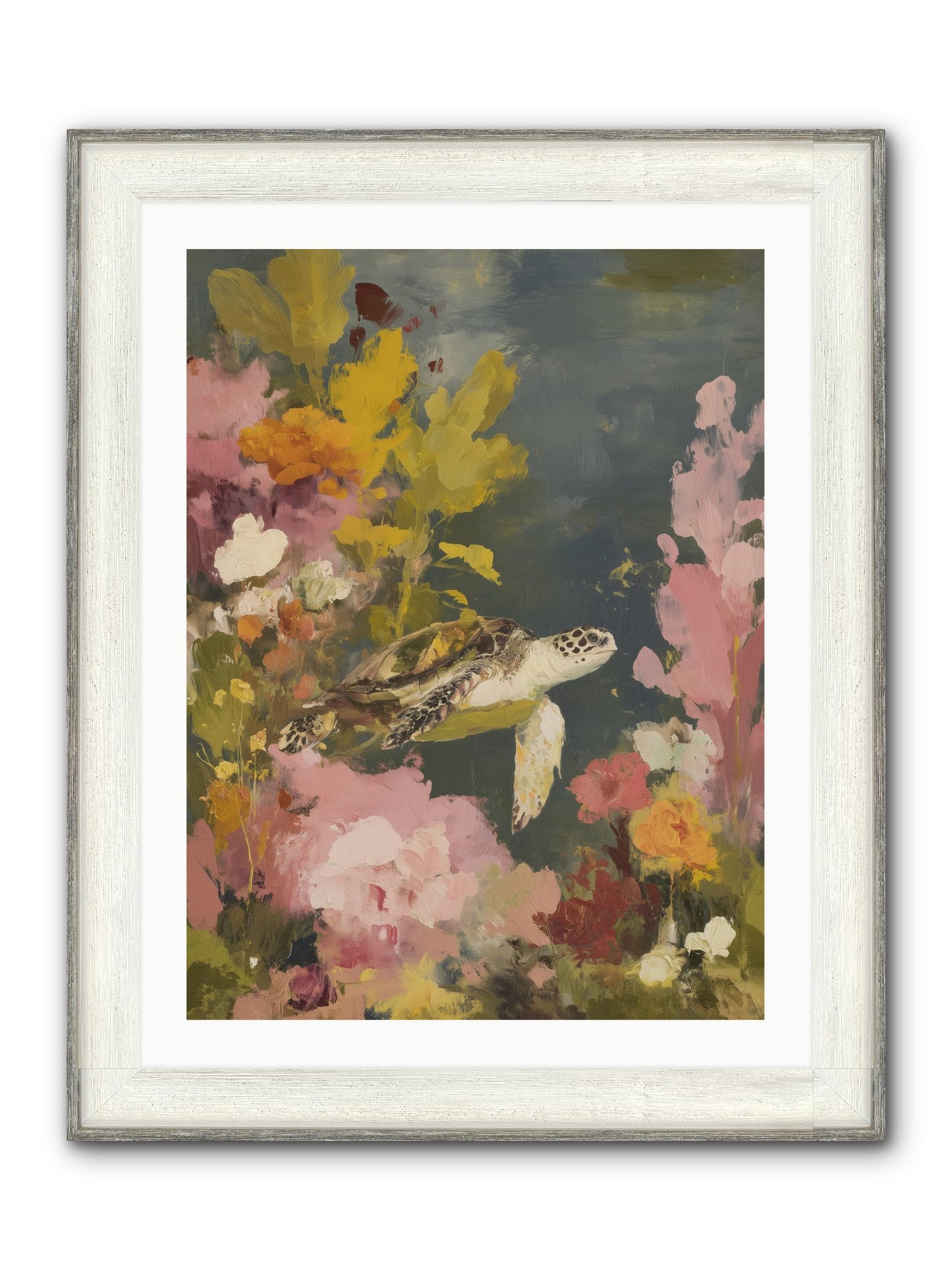 Underwater Eden Framed Print - Driftwood White 24x32