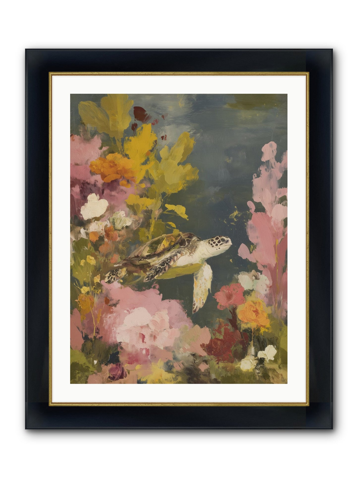 Underwater Eden Framed Print - Wide Black w/Gold 24x32