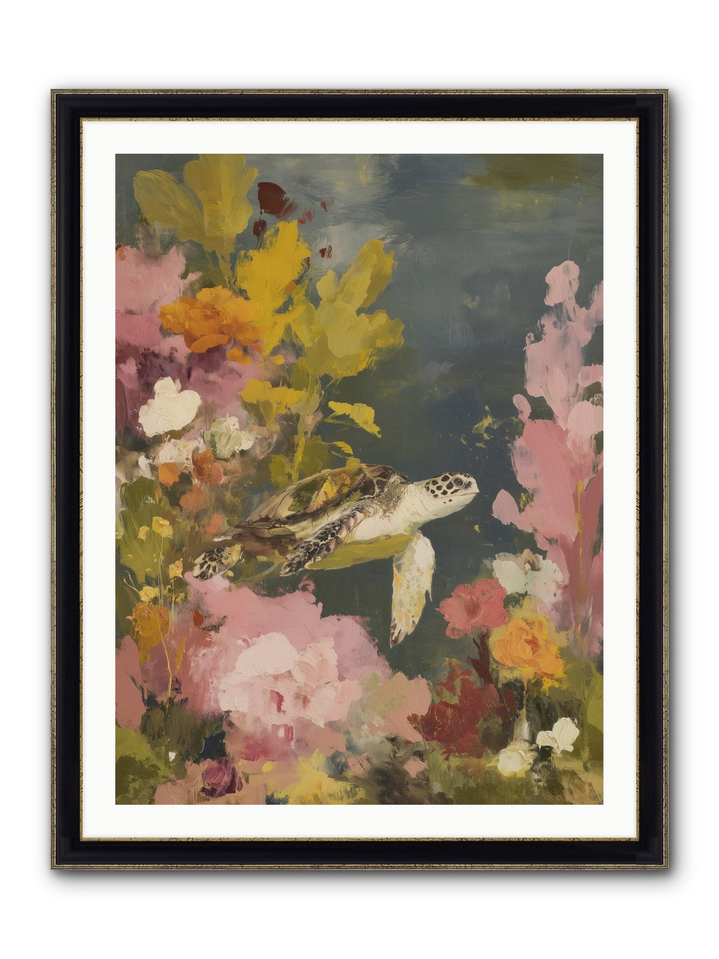 Underwater Eden Framed Print - Black & Gold 30x40