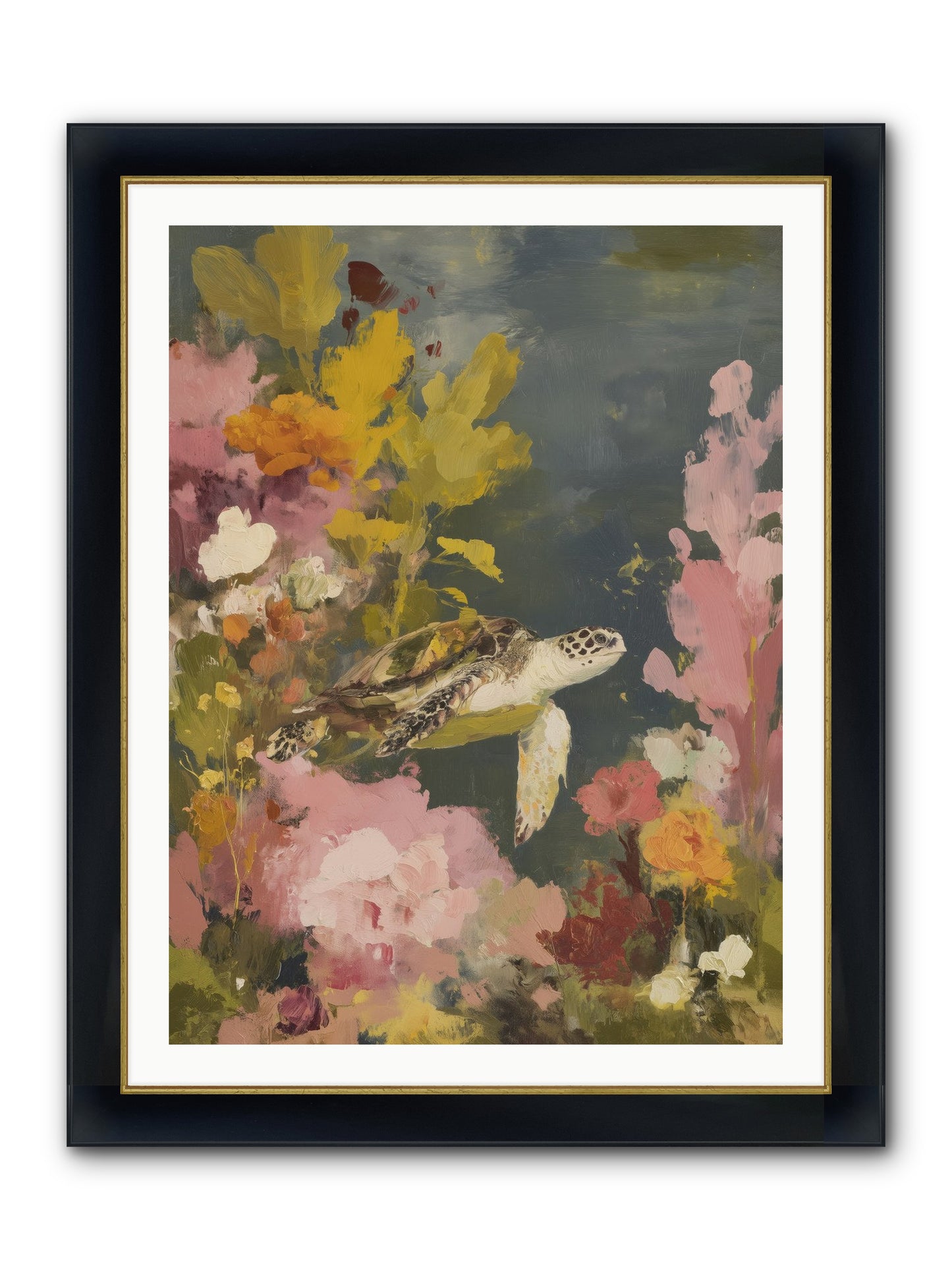 Underwater Eden Framed Print - Wide Black w/Gold 30x40