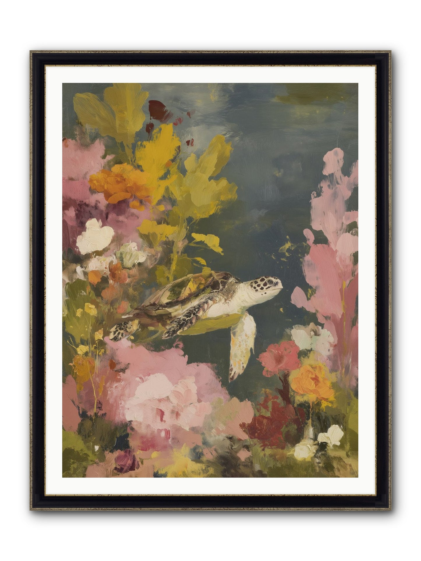 Underwater Eden Framed Print - Black & Gold 36x48