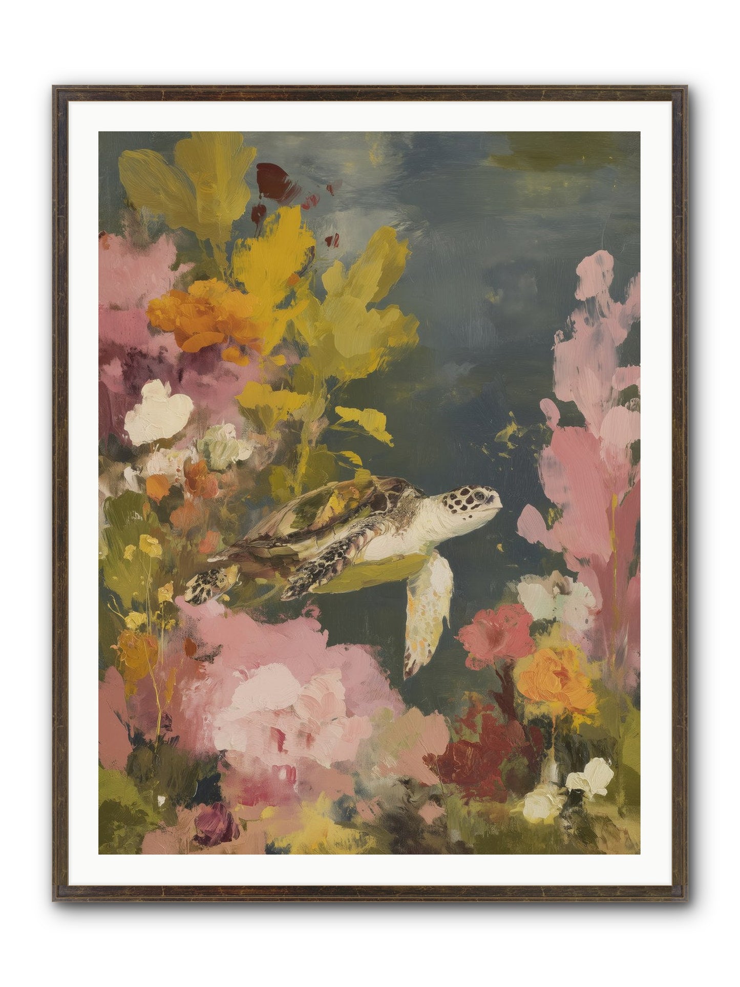 Underwater Eden Framed Print - Slimwoods Black/Gold 36x48