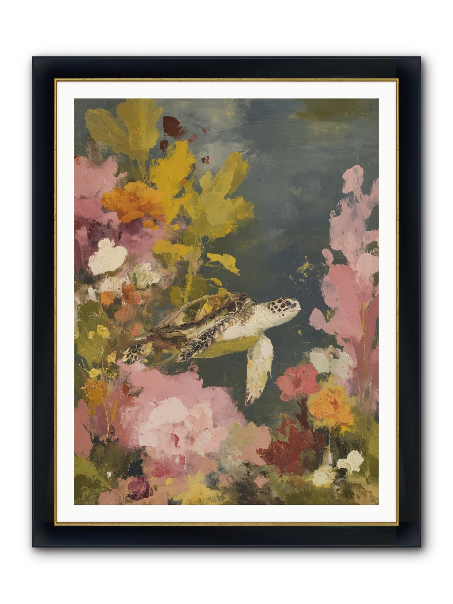Underwater Eden Framed Print - Wide Black w/Gold 36x48