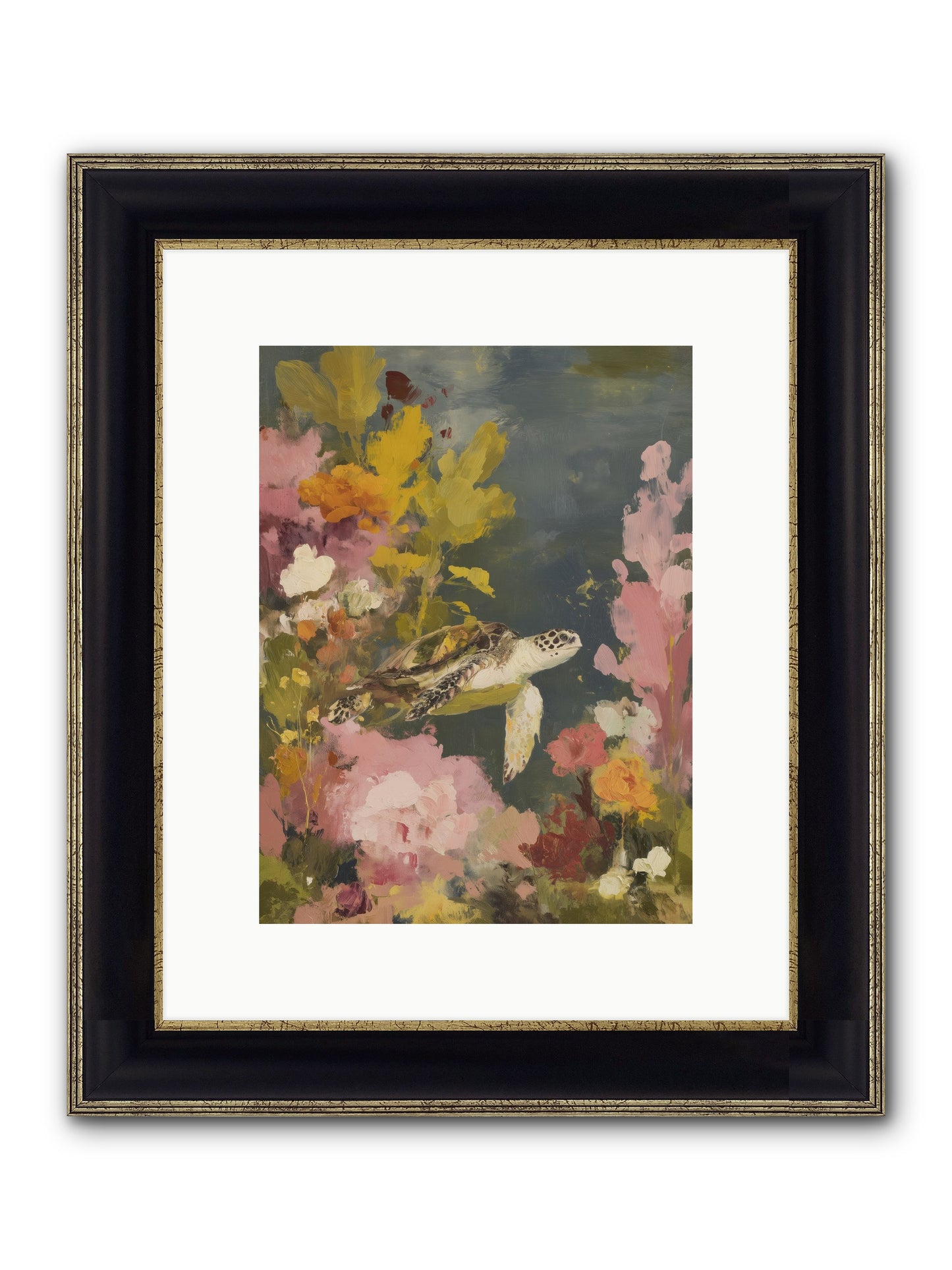 Underwater Eden Framed Print - Black & Gold 9x12
