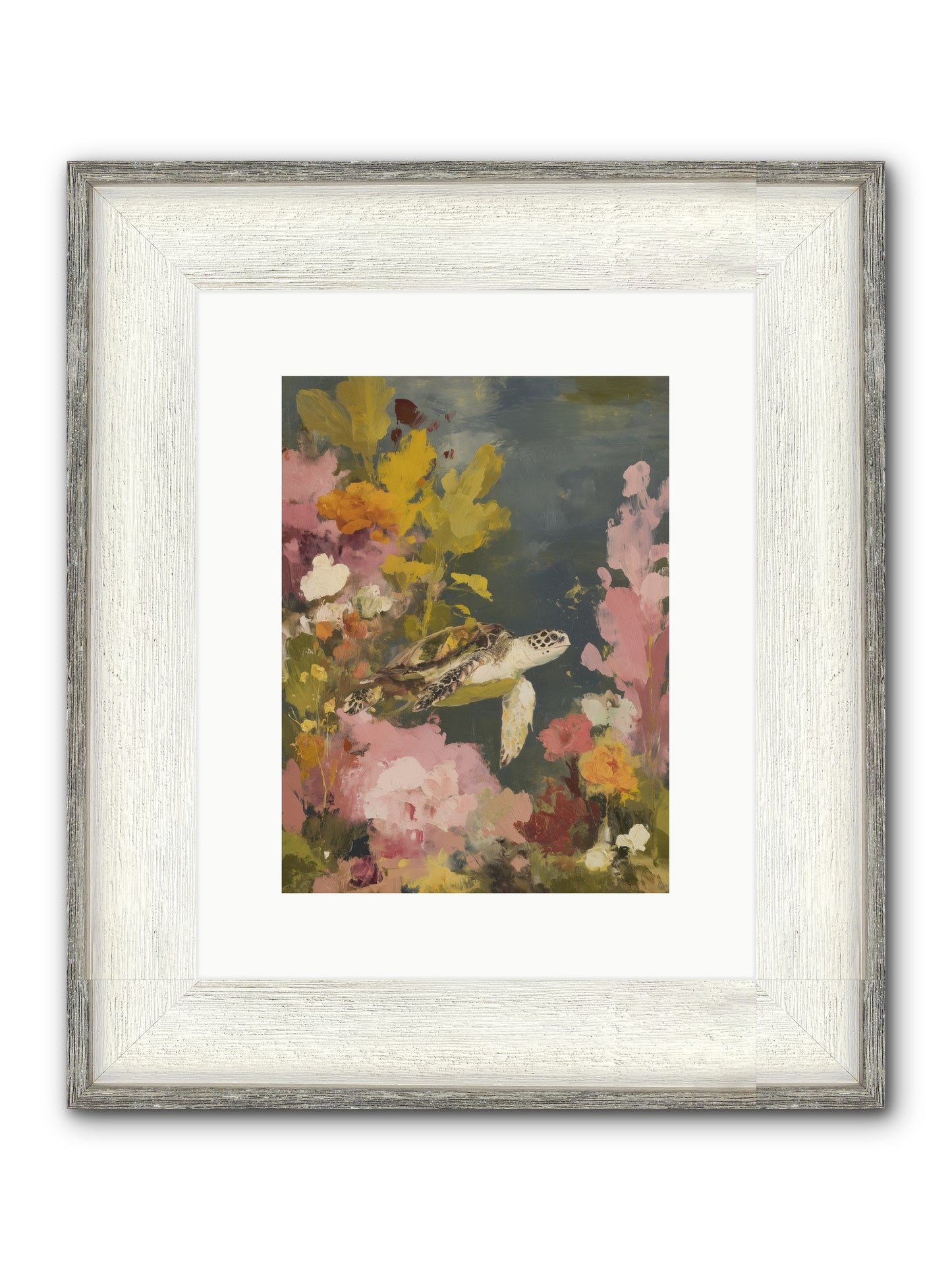 Underwater Eden Framed Print - Driftwood White 9x12