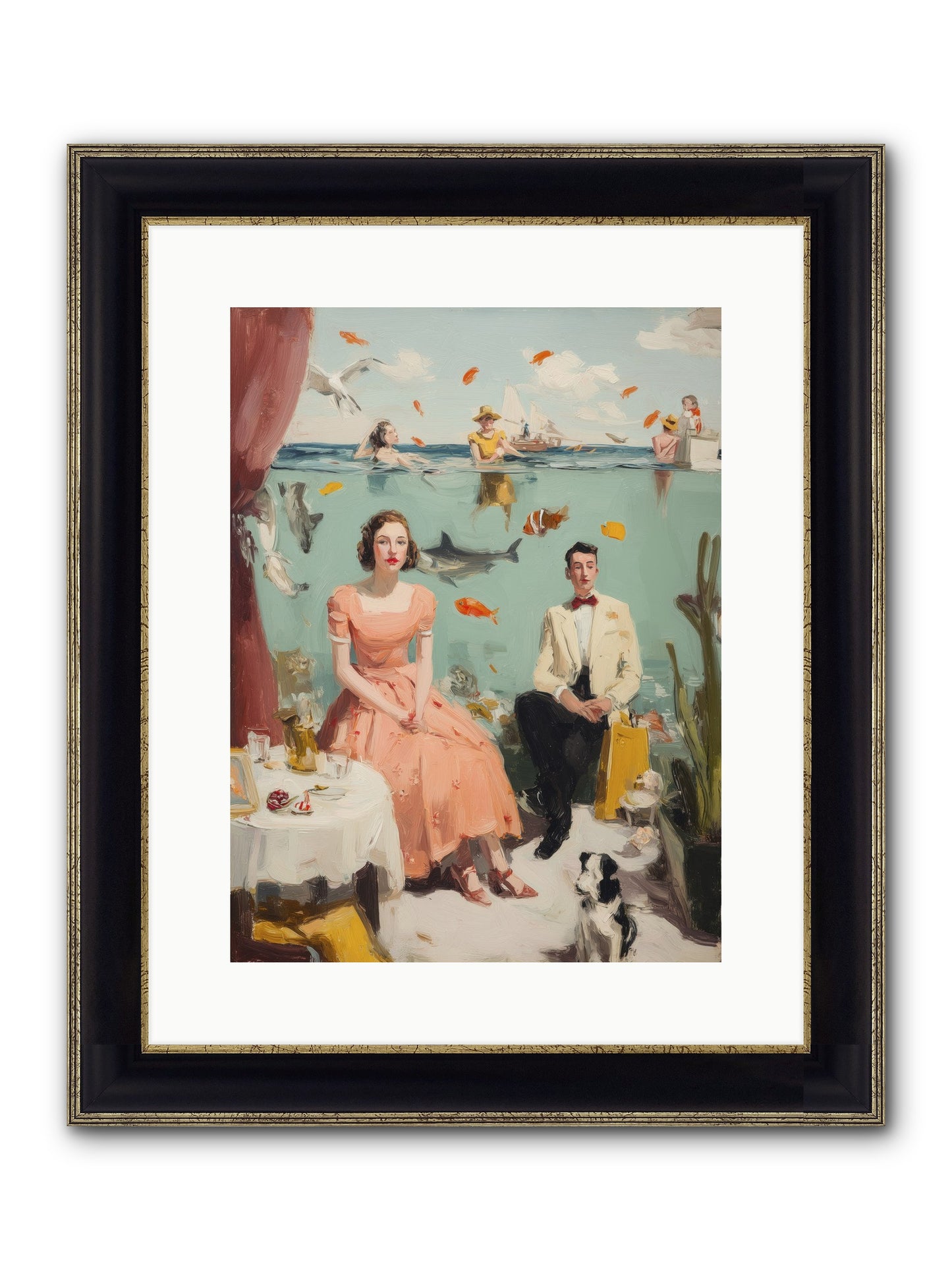 Underwater Revolution Framed Print - Black & Gold 12x16