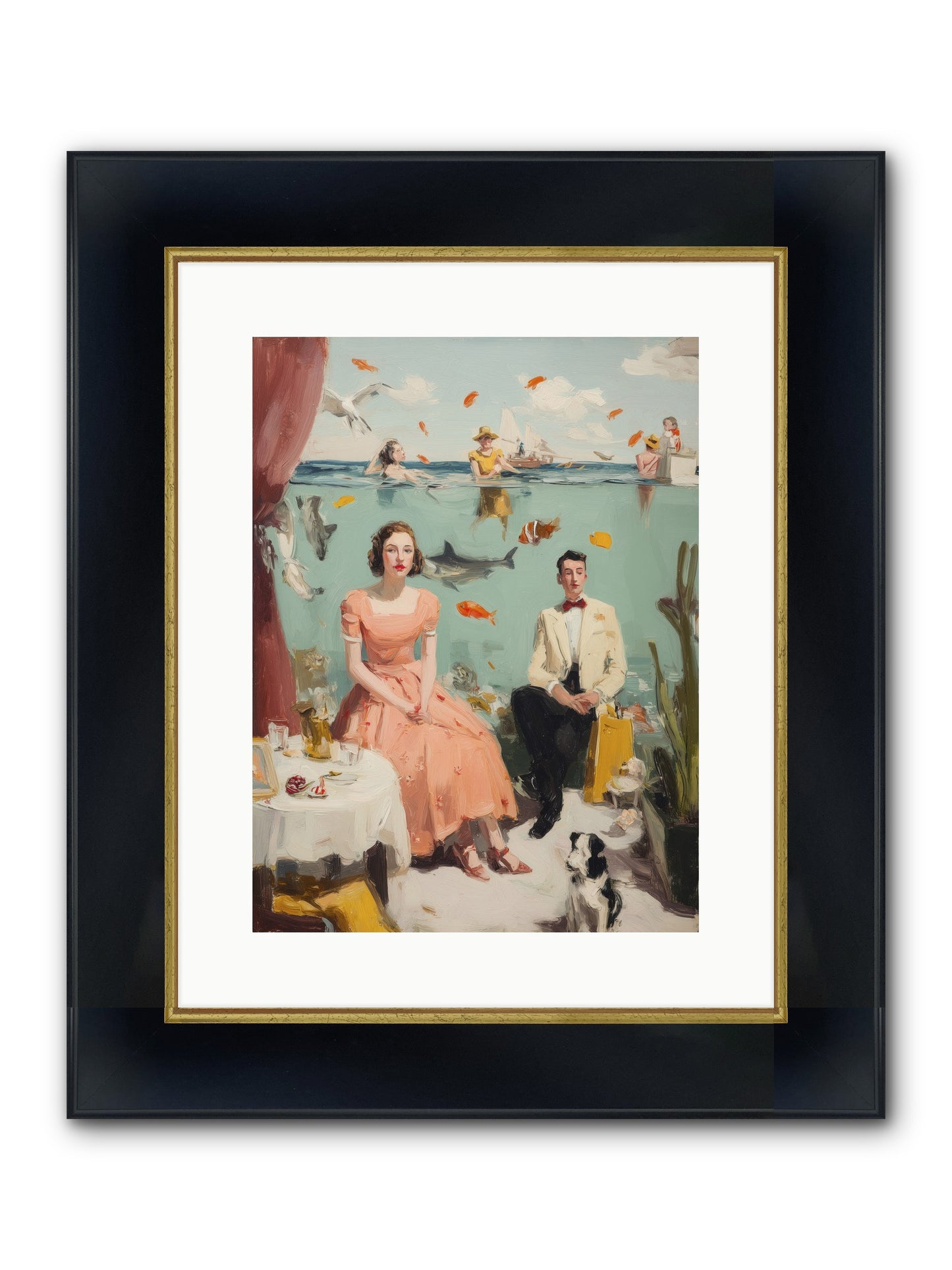 Underwater Revolution Framed Print - Wide Black w/Gold 12x16