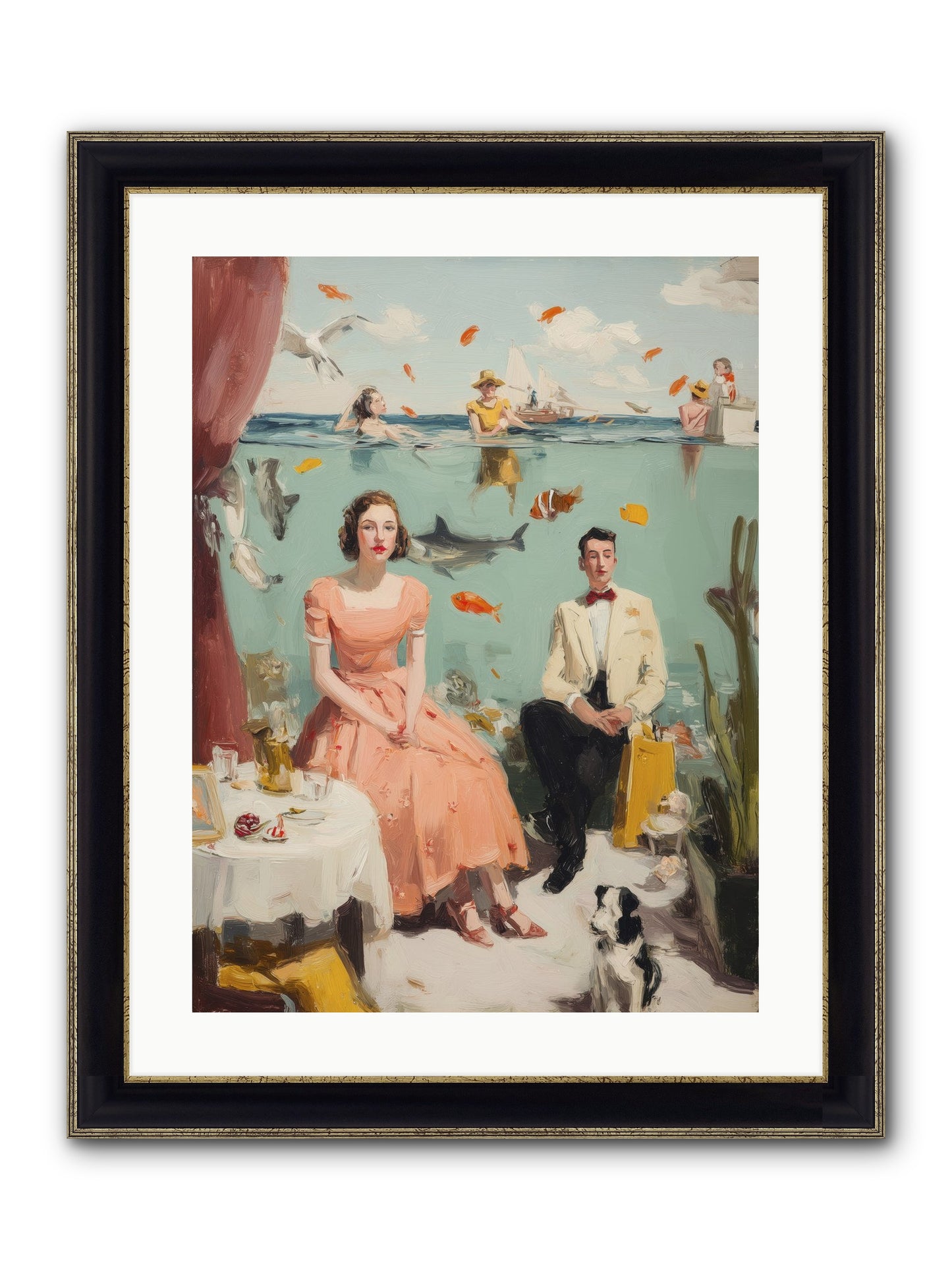 Underwater Revolution Framed Print - Black & Gold 18x24