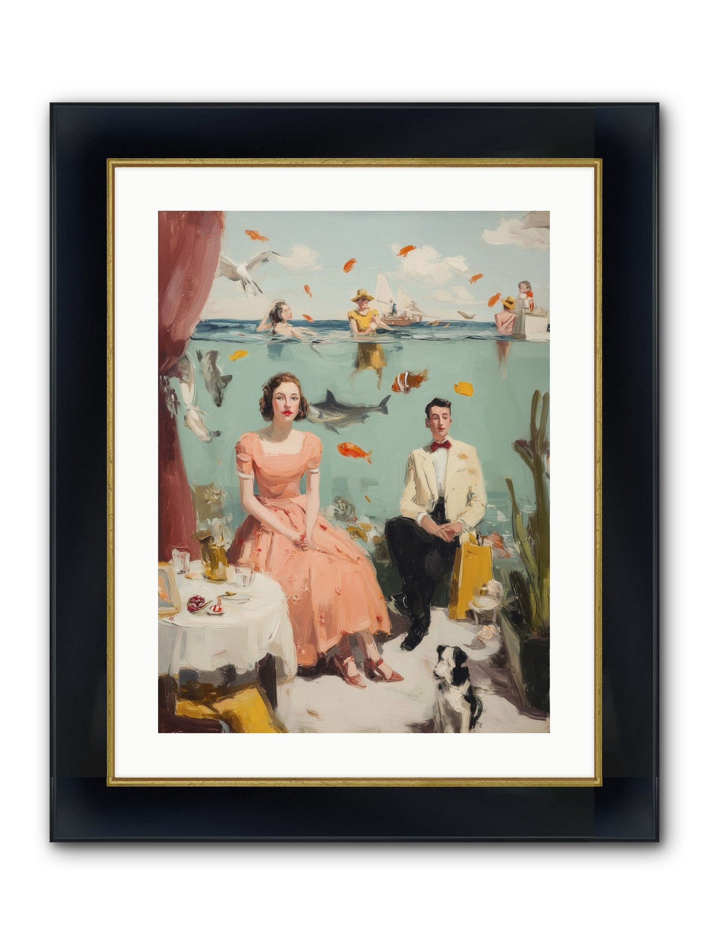 Underwater Revolution Framed Print - Wide Black w/Gold 18x24