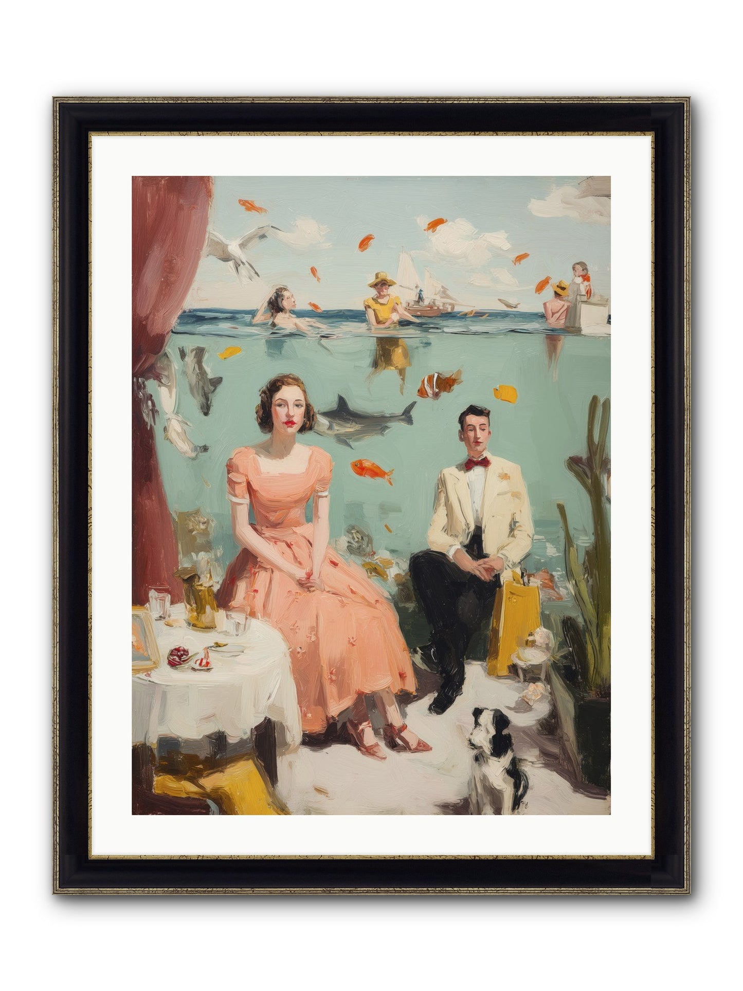 Underwater Revolution Framed Print - Black & Gold 24x32