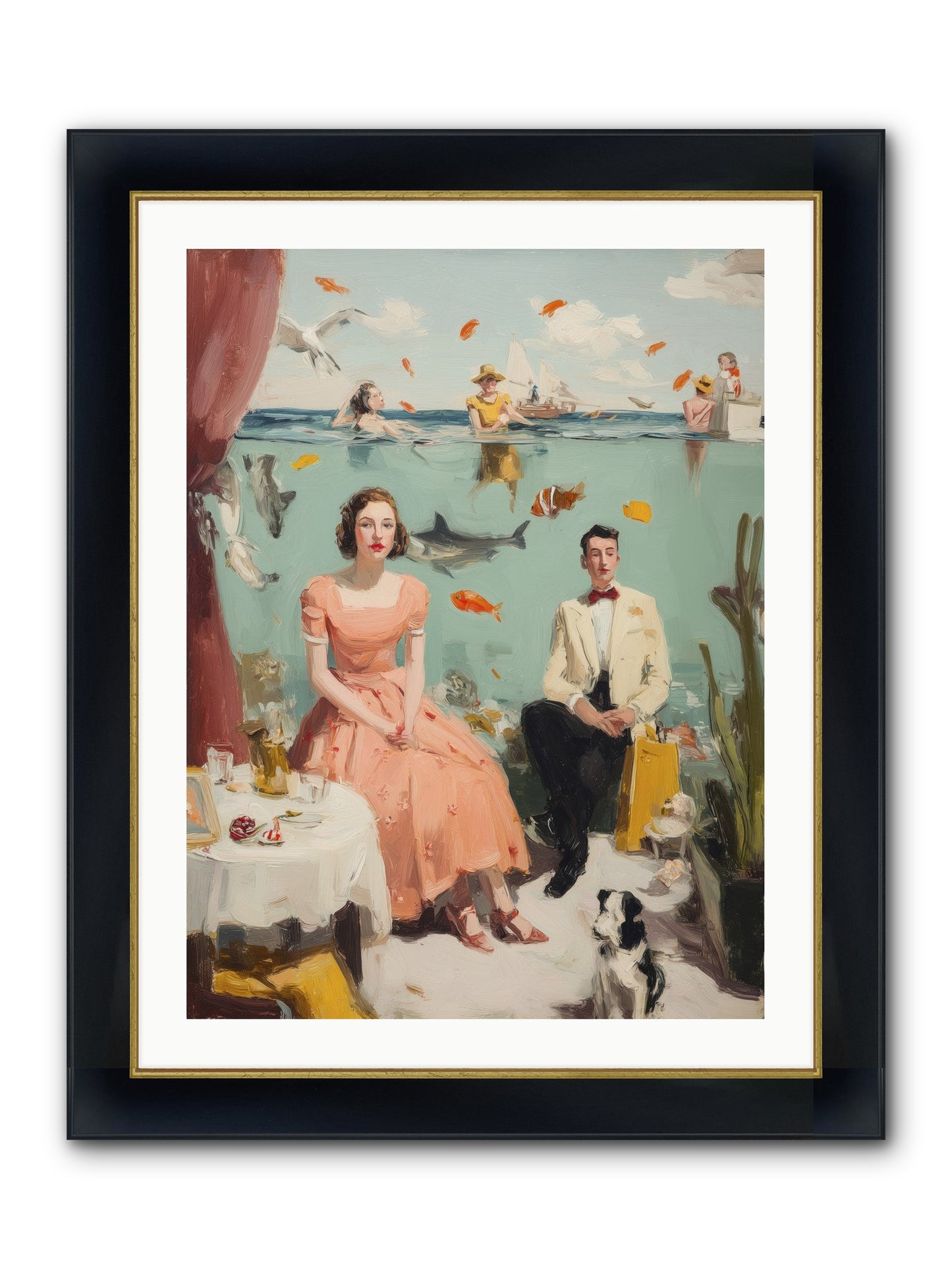 Underwater Revolution Framed Print - Wide Black w/Gold 24x32