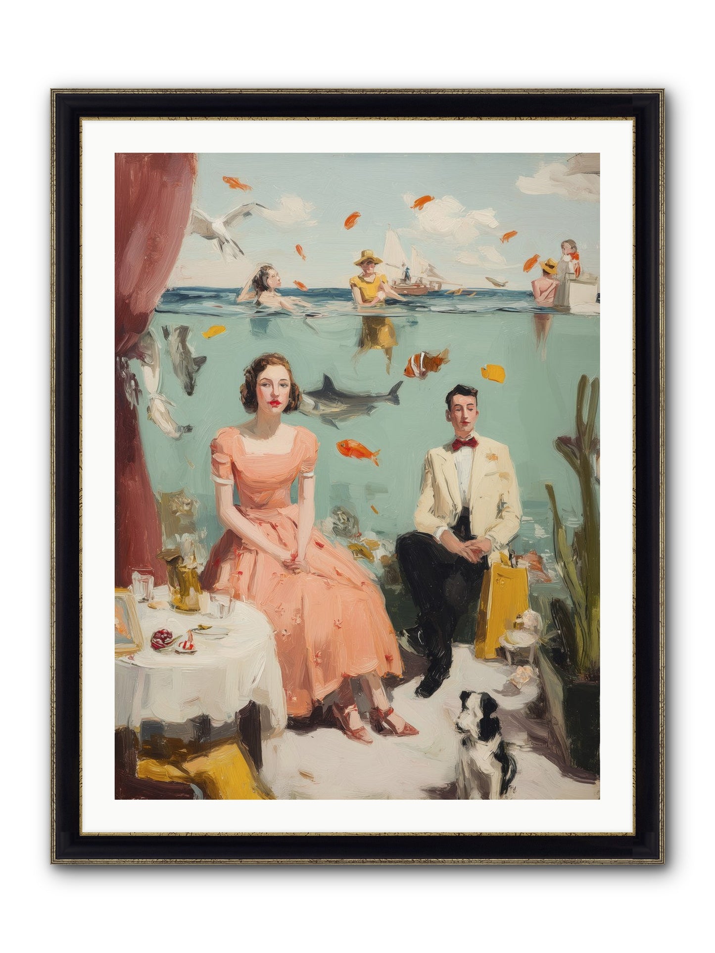 Underwater Revolution Framed Print - Black & Gold 30x40