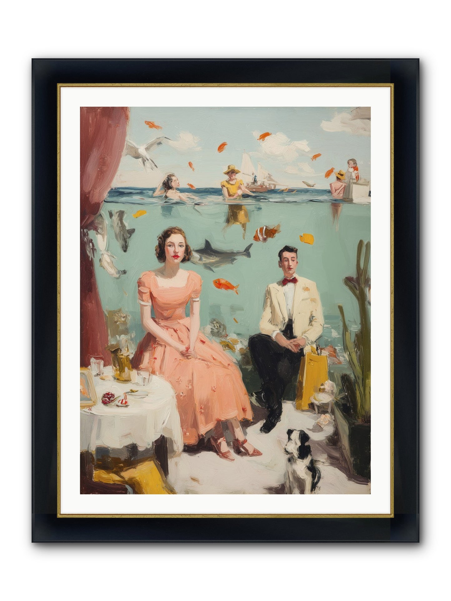 Underwater Revolution Framed Print - Wide Black w/Gold 30x40