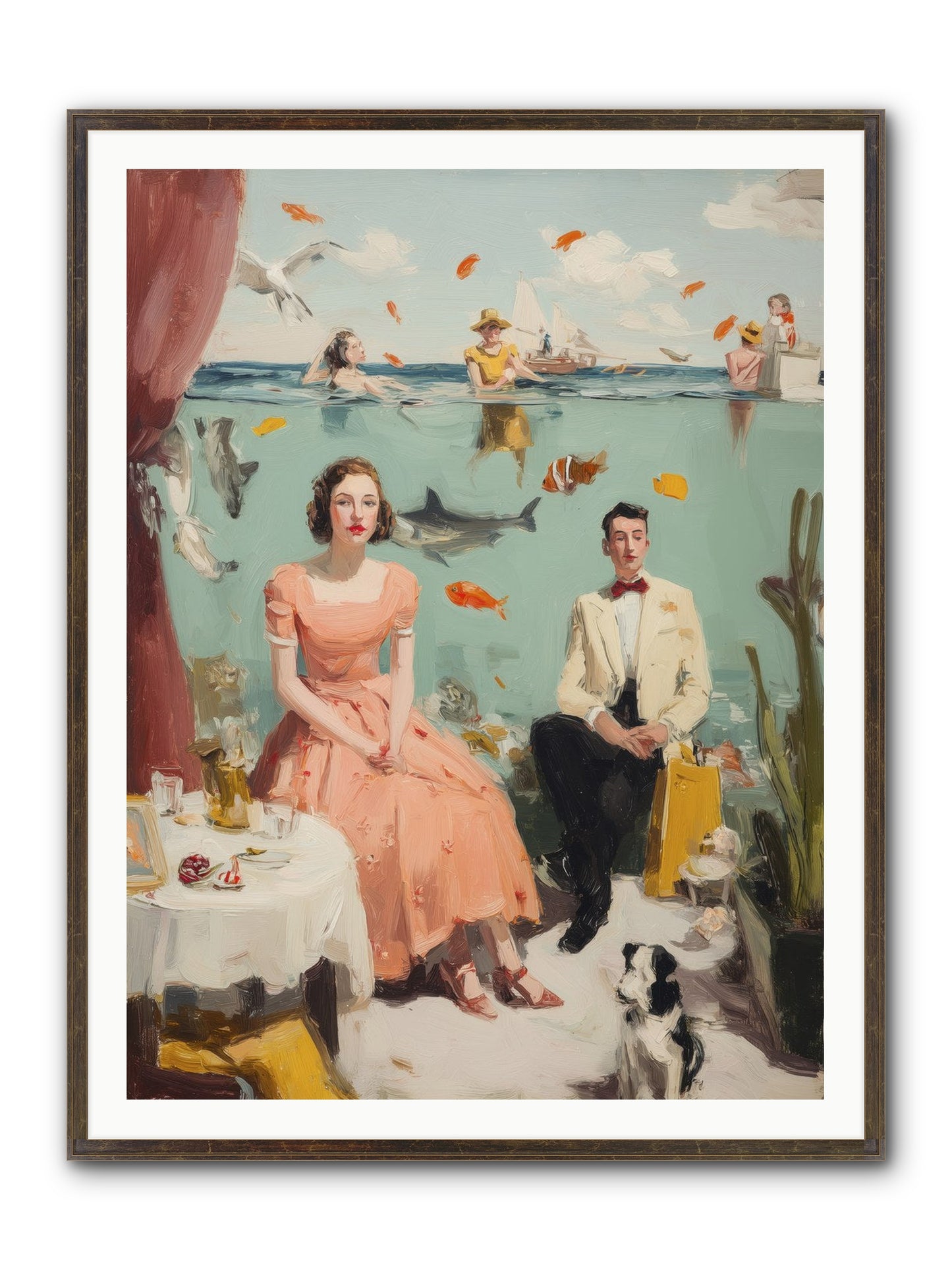 Underwater Revolution Framed Print - Slimwoods Black/Gold 36x48