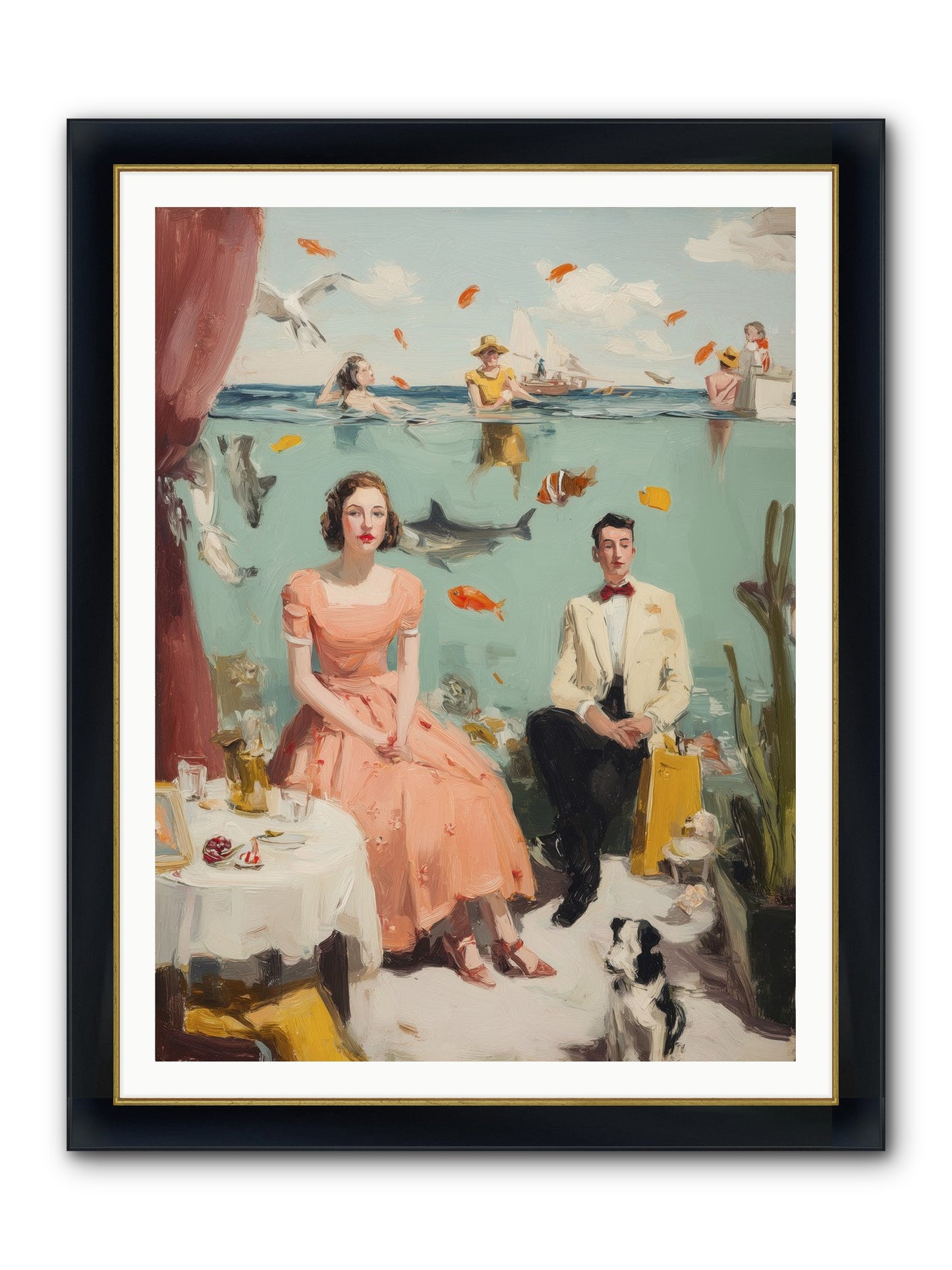 Underwater Revolution Framed Print - Wide Black w/Gold 36x48