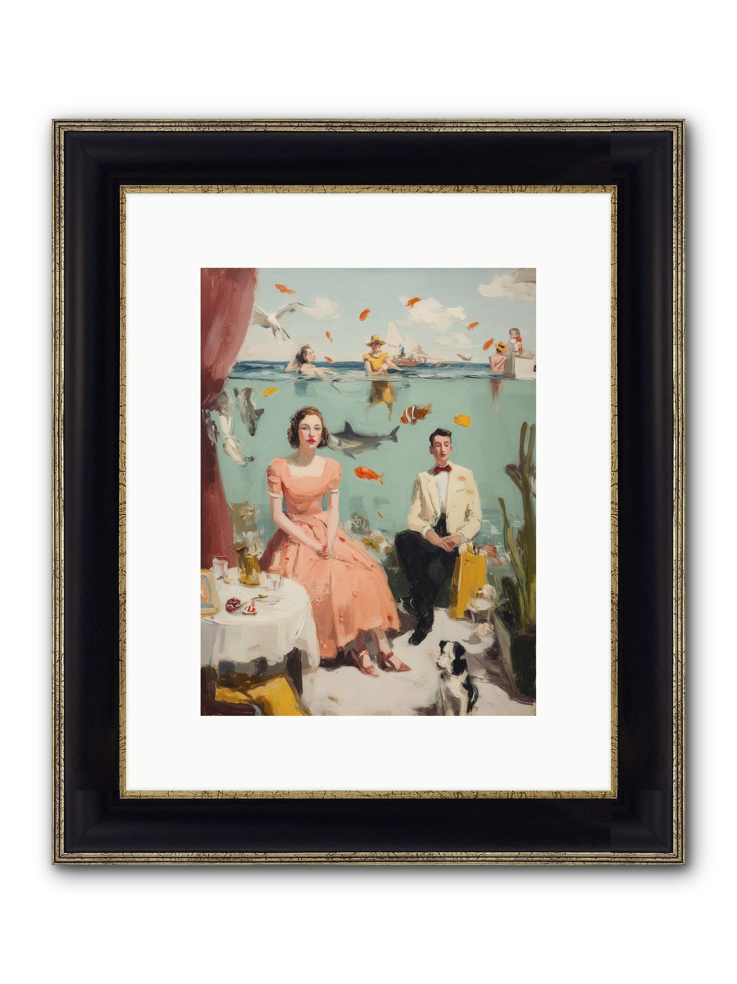 Underwater Revolution Framed Print - Black & Gold 9x12