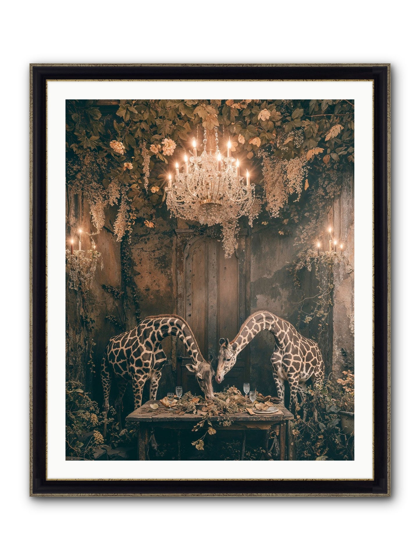 Une Soiree Framed Print - Black & Gold 32x40