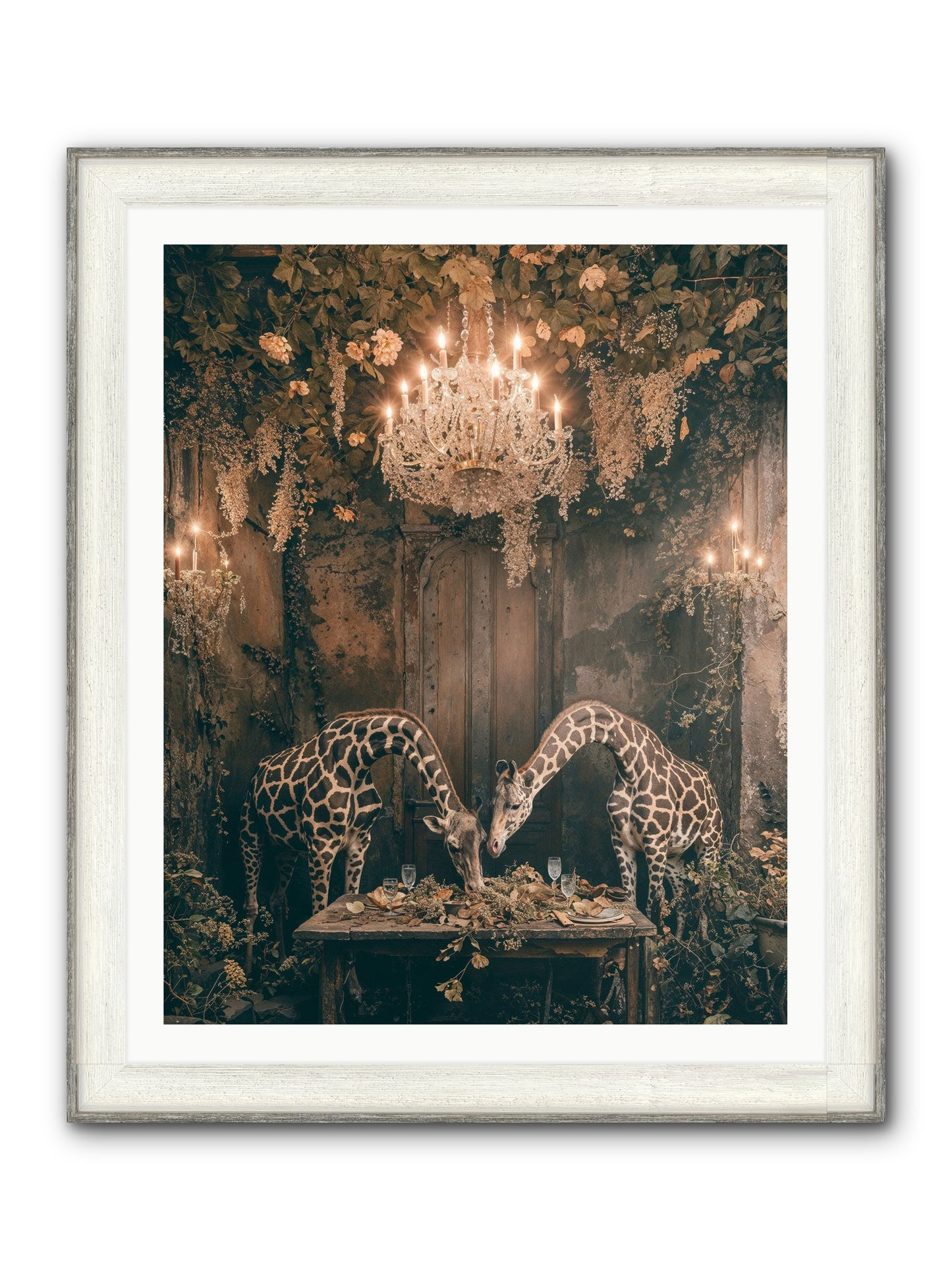 Une Soiree Framed Print - Driftwood White 32x40