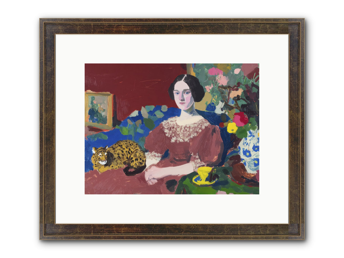 Unexpected Guest Framed Print - Slimwoods Black/Gold 12x9