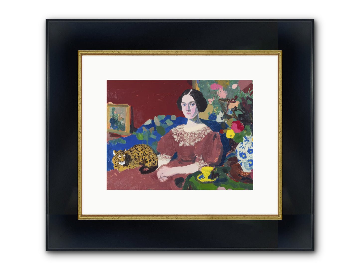 Unexpected Guest Framed Print - Wide Black w/Gold 12x9