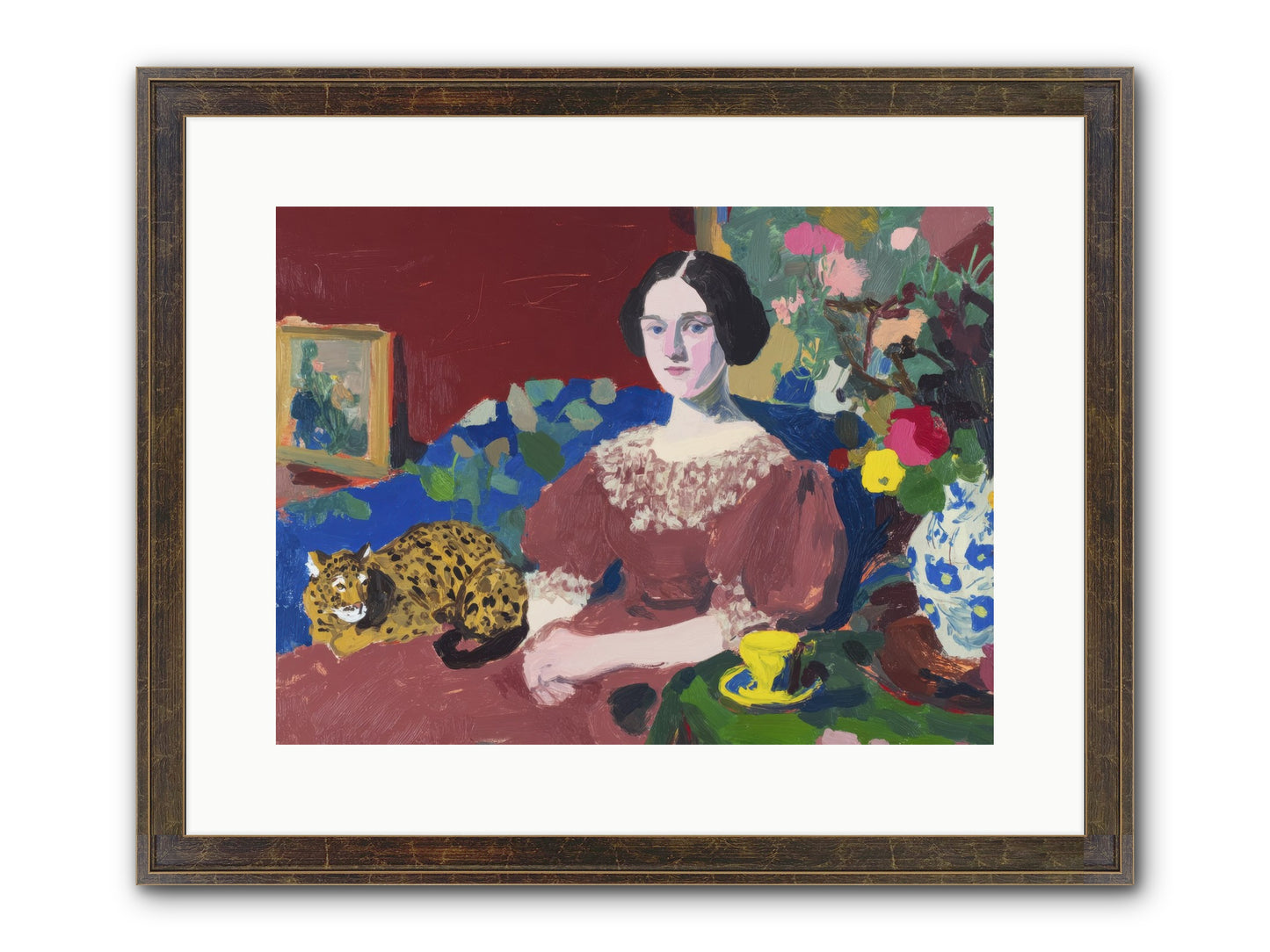 Unexpected Guest Framed Print - Slimwoods Black/Gold 16x12