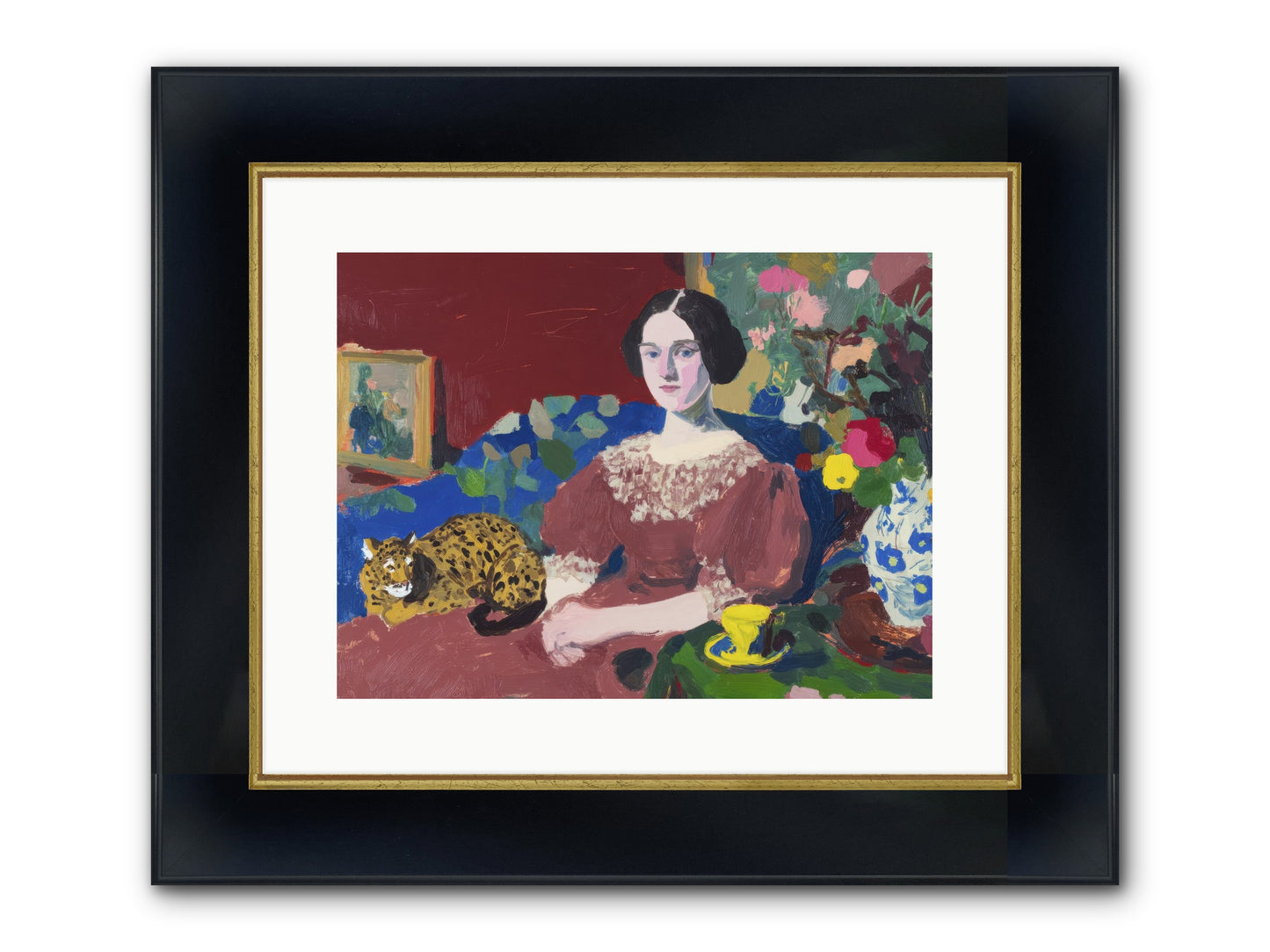 Unexpected Guest Framed Print - Wide Black w/Gold 16x12