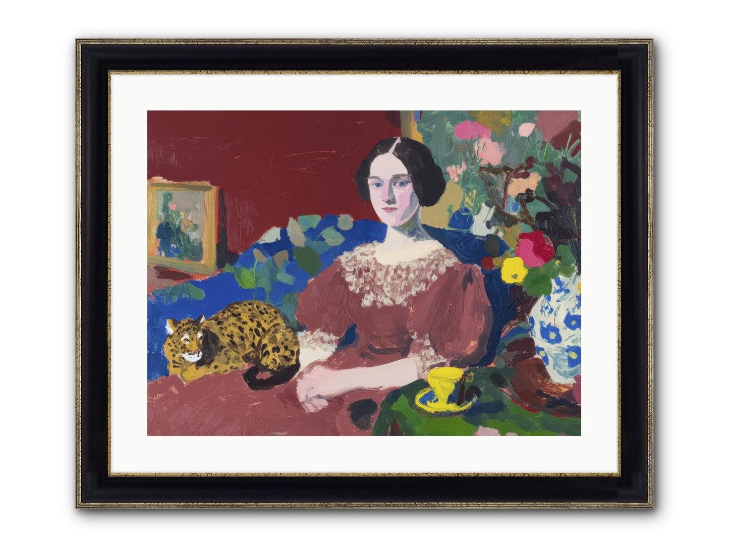 Unexpected Guest Framed Print - Black & Gold 24x18