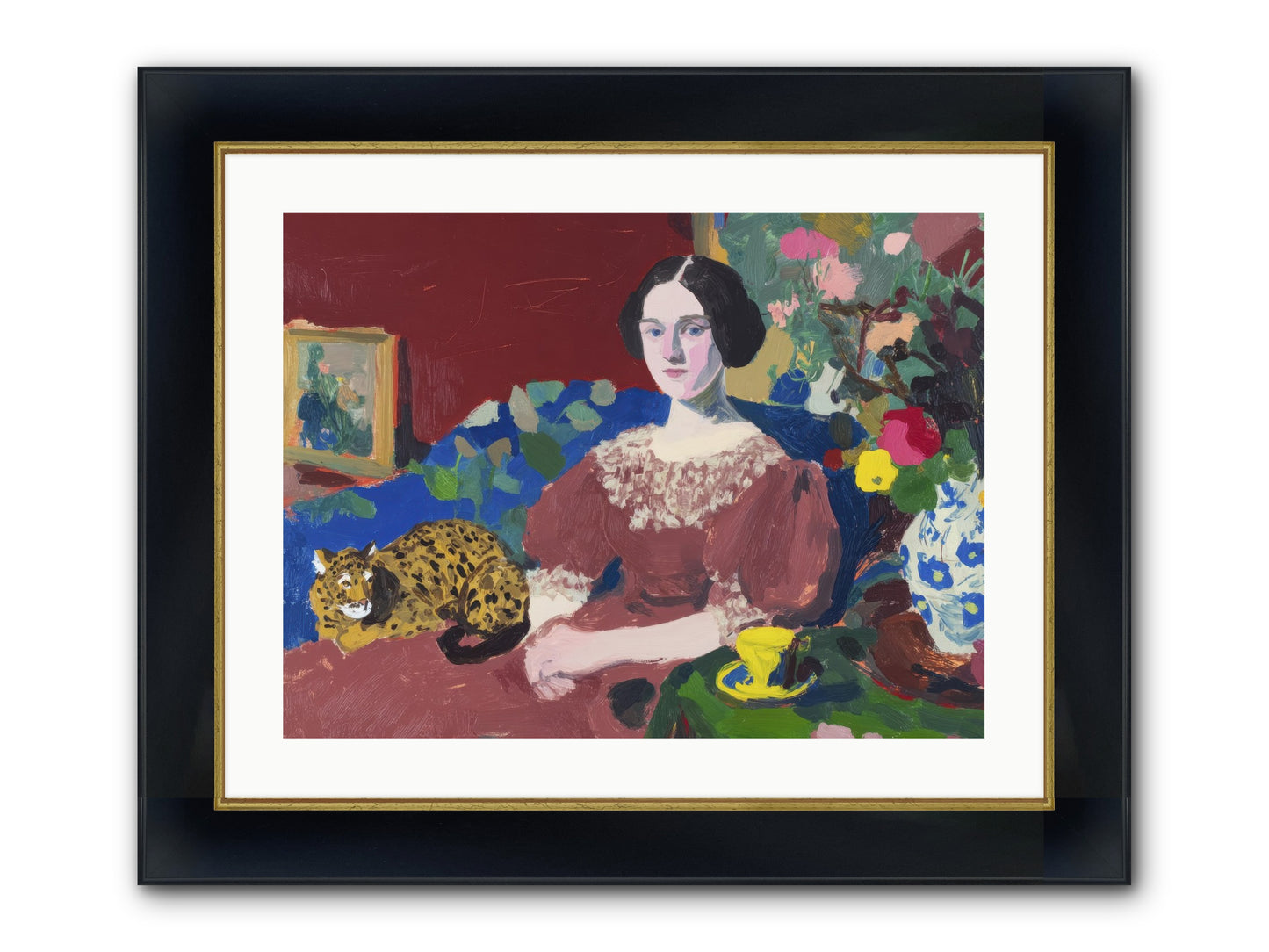 Unexpected Guest Framed Print - Wide Black w/Gold 24x18