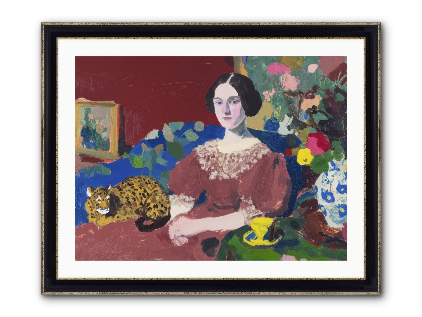 Unexpected Guest Framed Print - Black & Gold 32x24