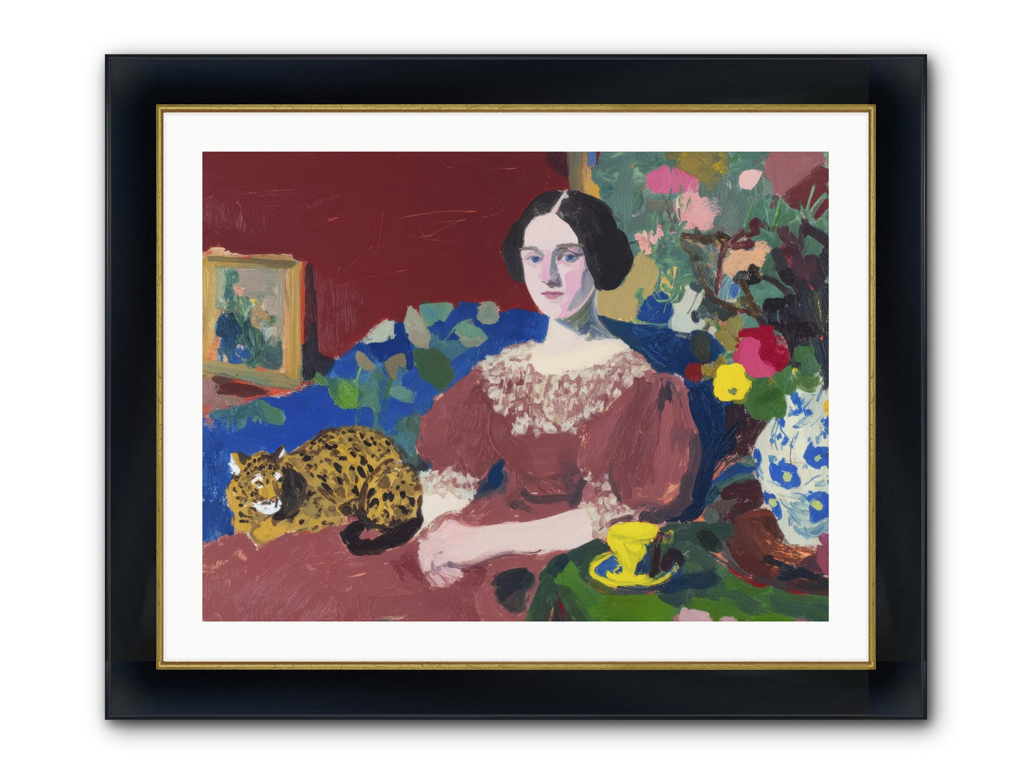 Unexpected Guest Framed Print - Wide Black w/Gold 32x24