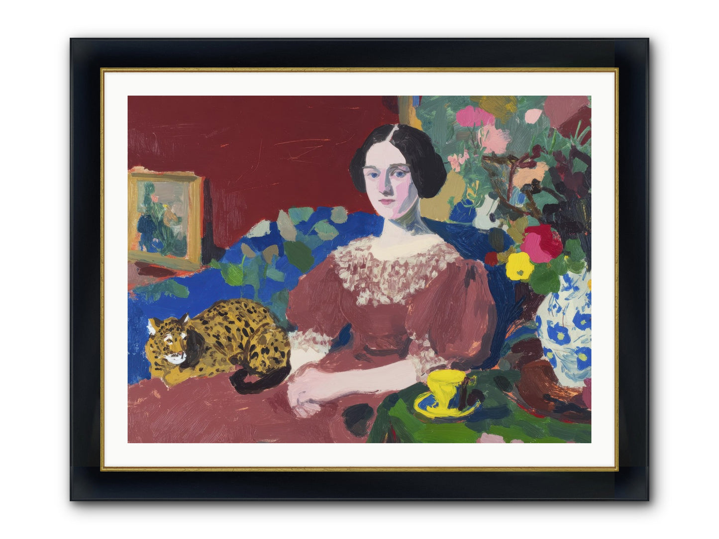 Unexpected Guest Framed Print - Wide Black w/Gold 40x30