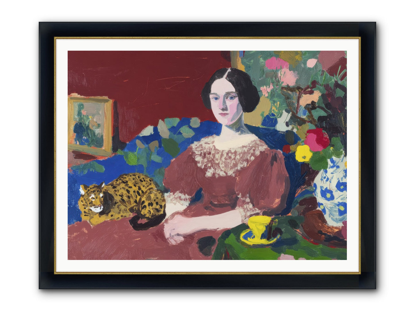 Unexpected Guest Framed Print - Wide Black w/Gold 48x36