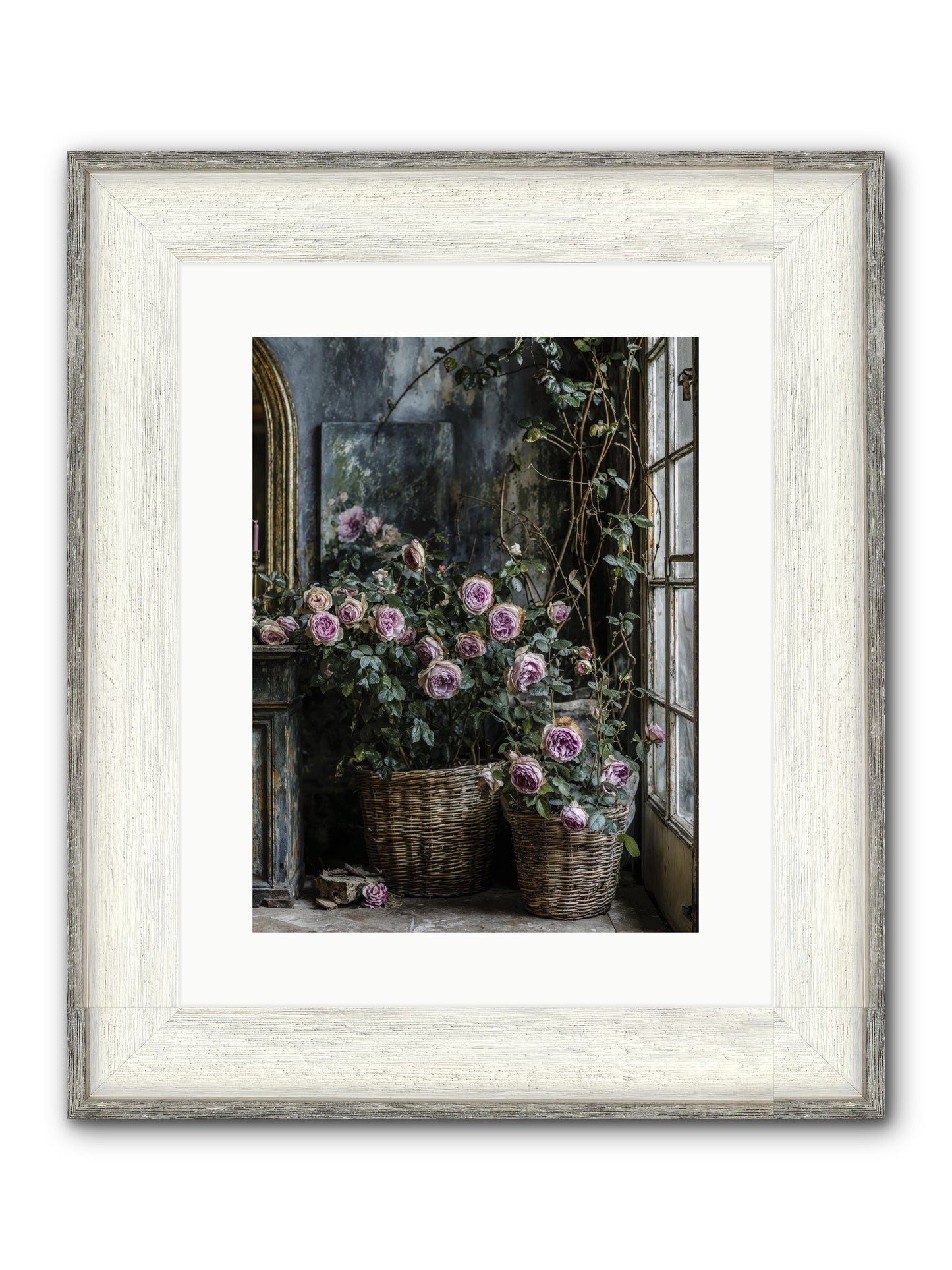 Unfinished Petal Symphony Framed Print - Driftwood White 12x16