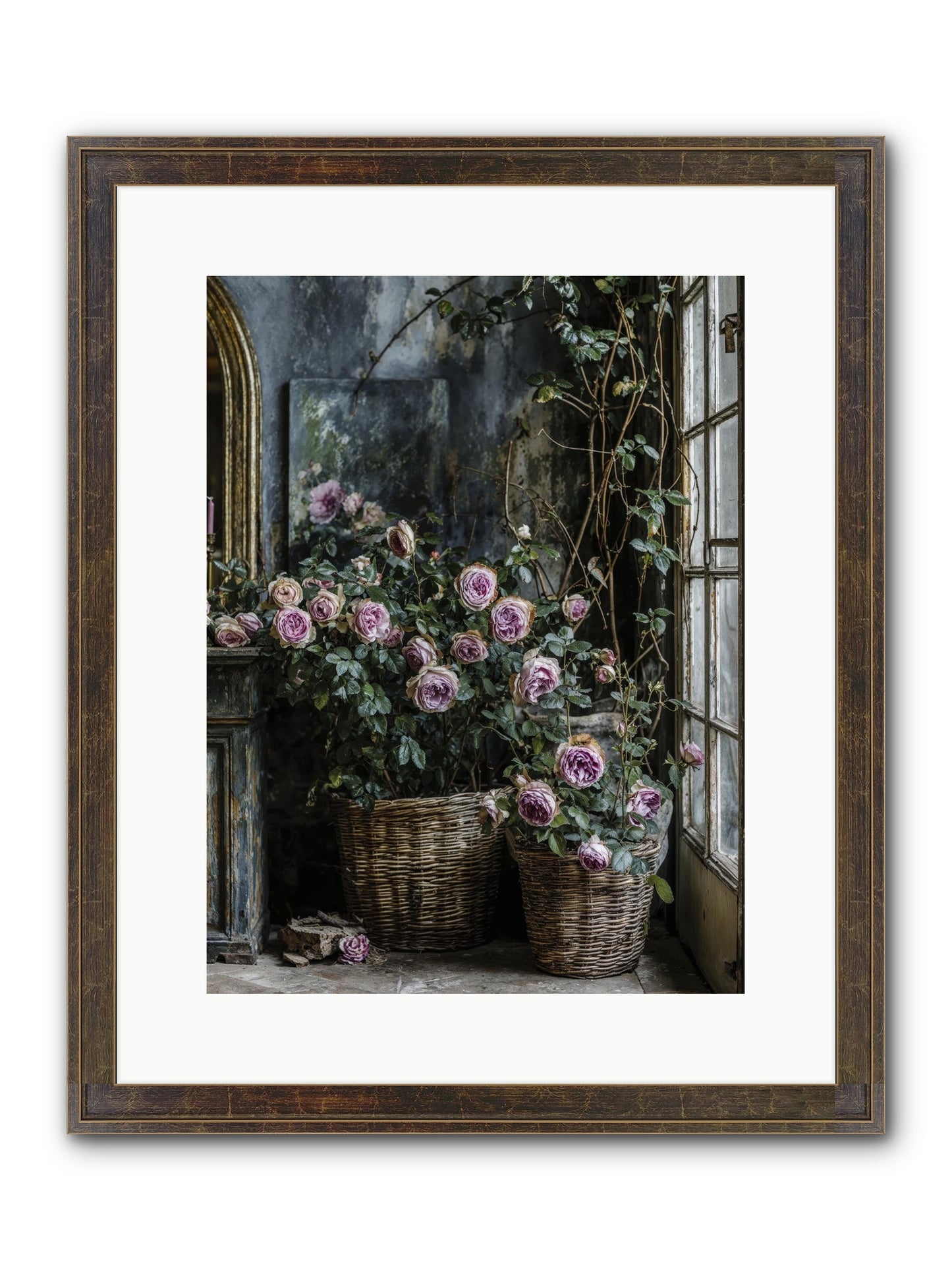 Unfinished Petal Symphony Framed Print - Slimwoods Black/Gold 12x16