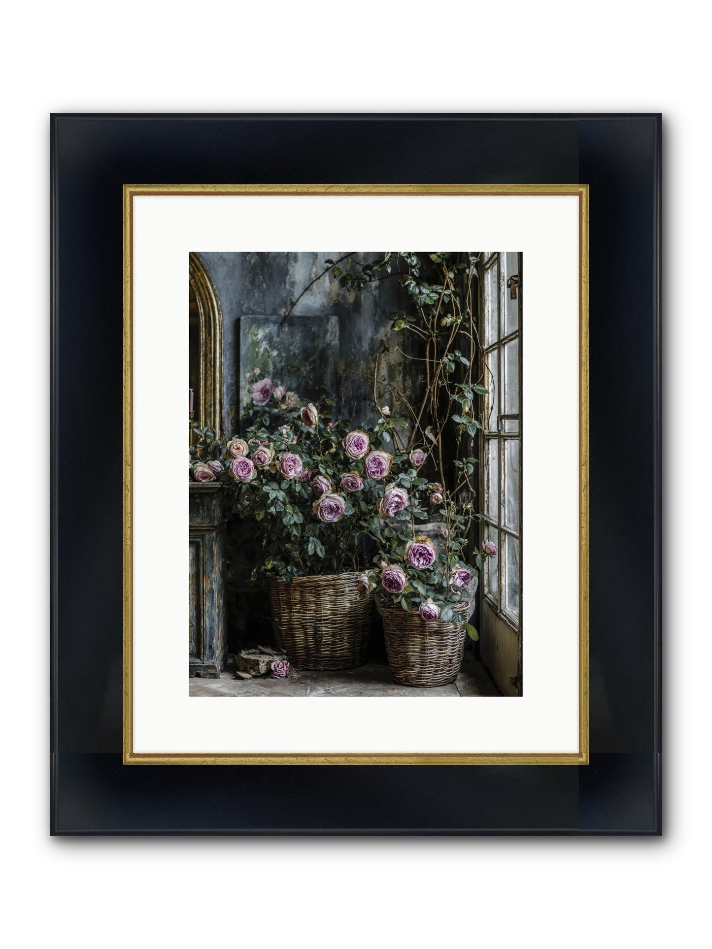 Unfinished Petal Symphony Framed Print - Wide Black w/Gold 12x16