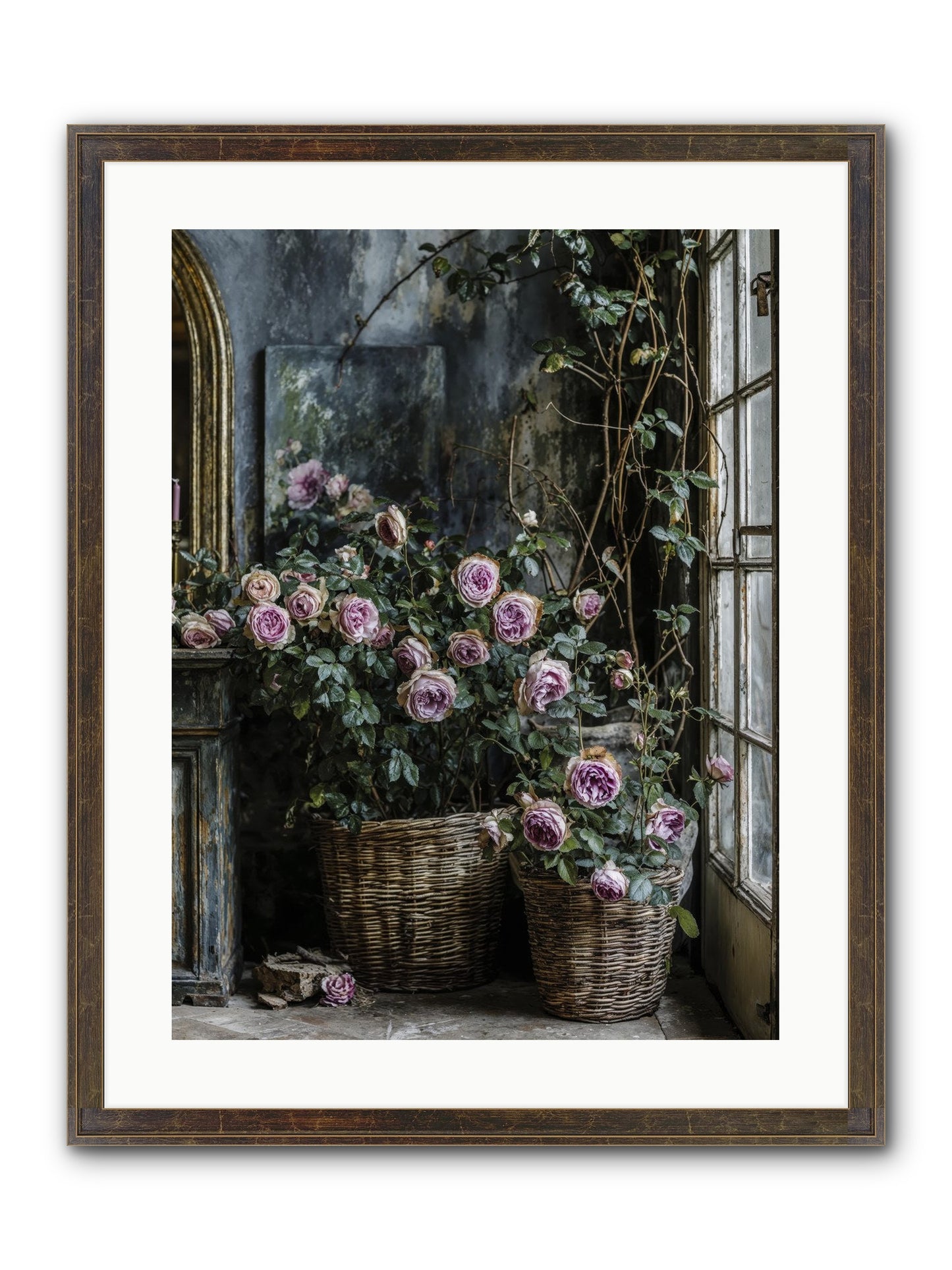 Unfinished Petal Symphony Framed Print - Slimwoods Black/Gold 18x24