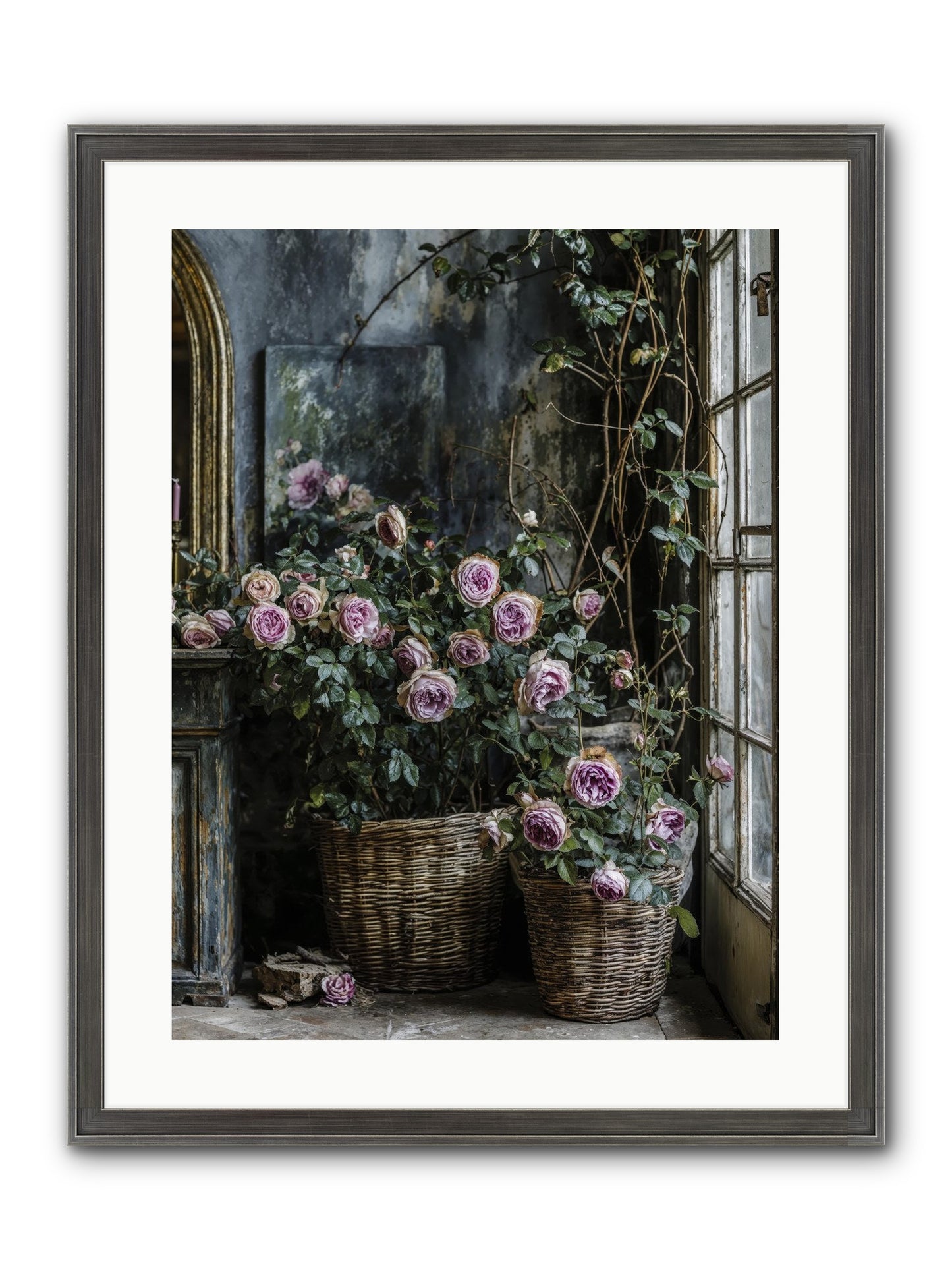 Unfinished Petal Symphony Framed Print - Slimwoods Black/Silver 18x24